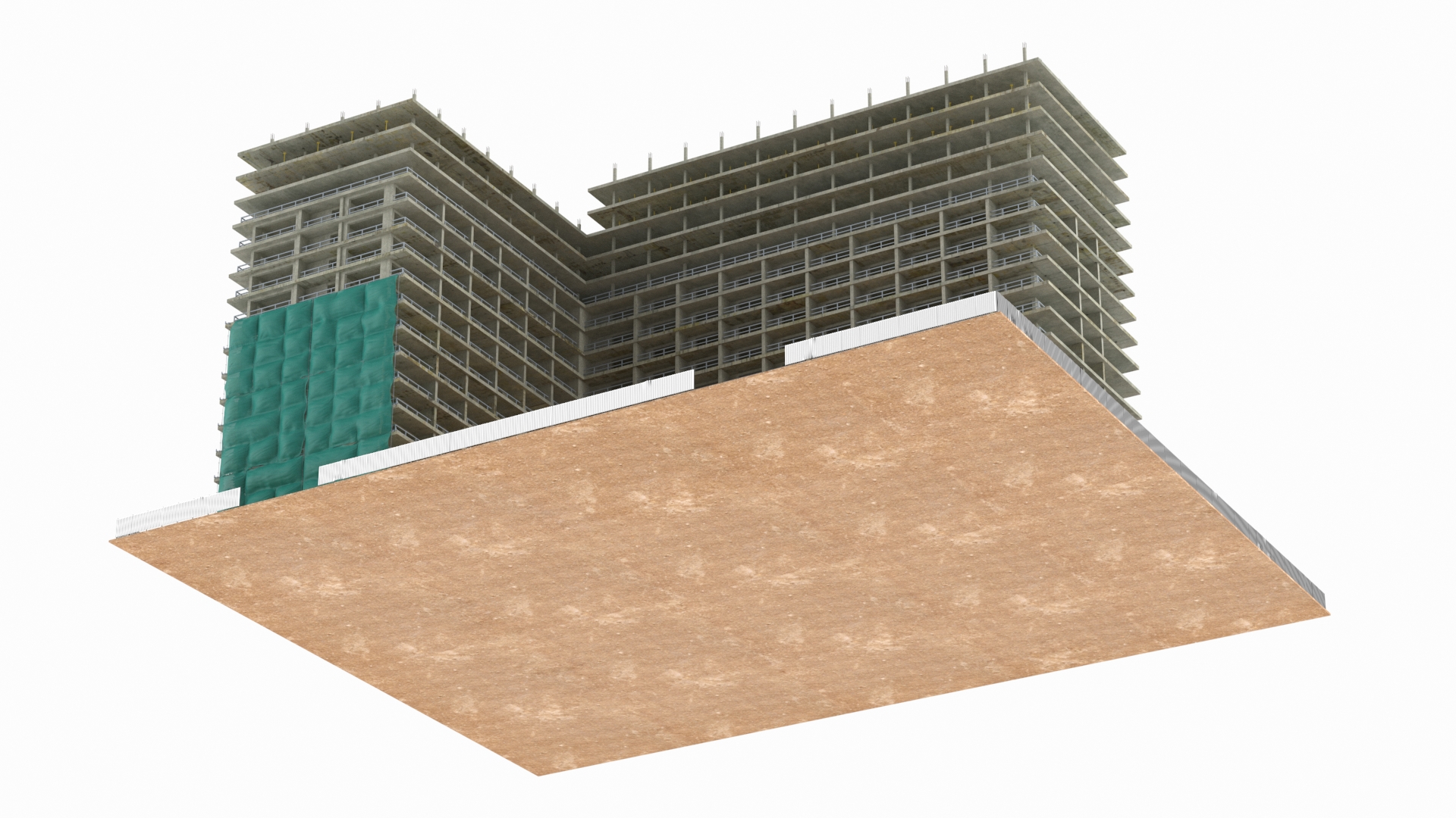 3D model Construction Site with Scaffold and Safety Netting