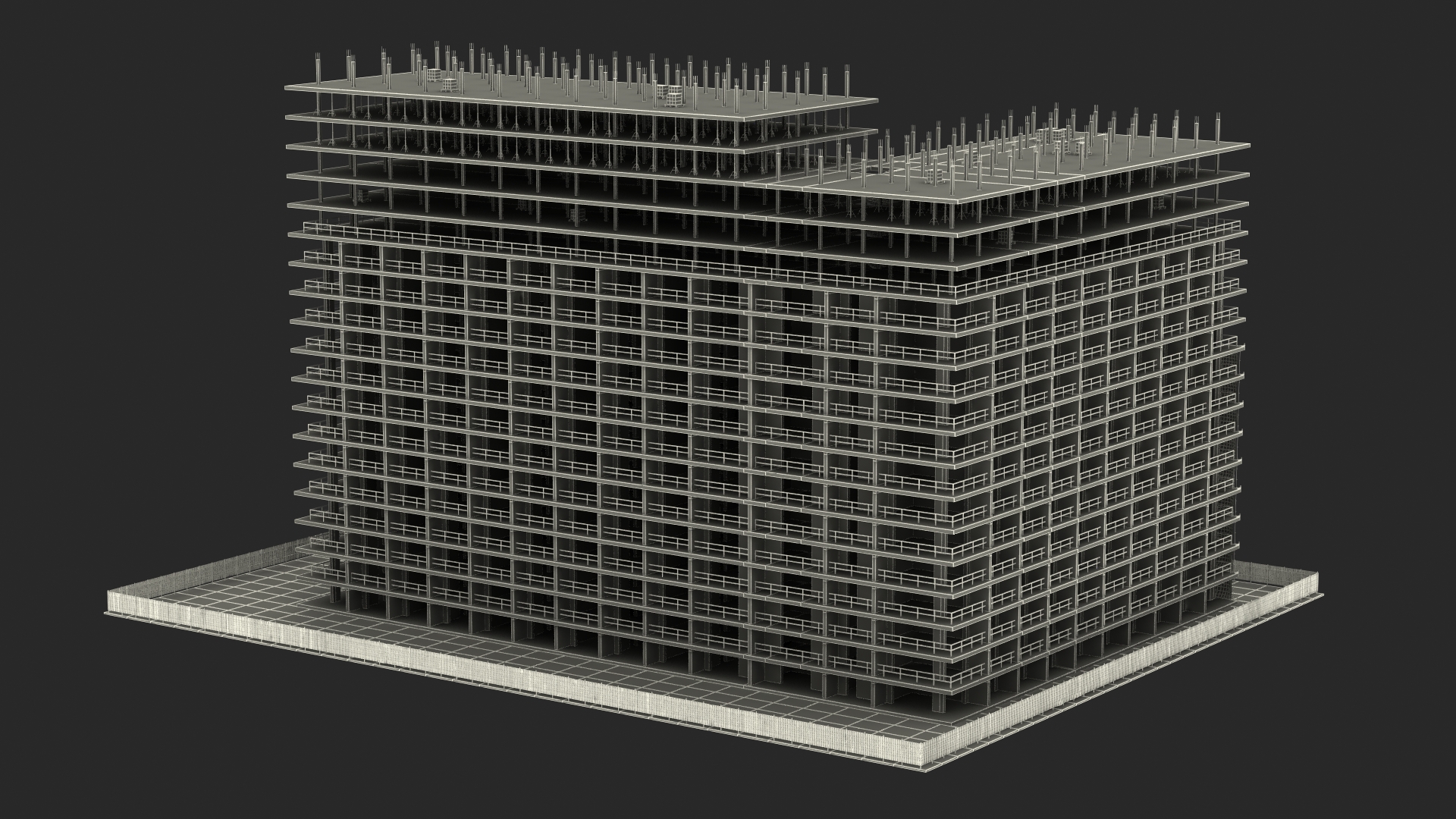 3D model Construction Site with Scaffold and Safety Netting