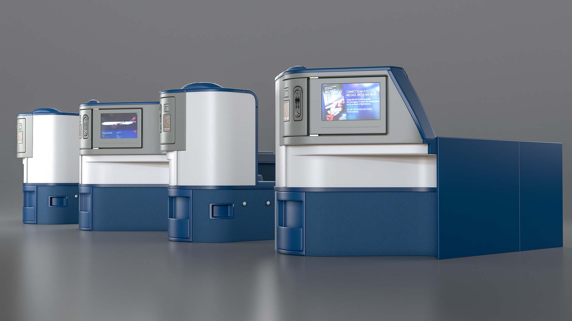 3D Delta Air Lines Airbus A330-300 Business Class Seats Set