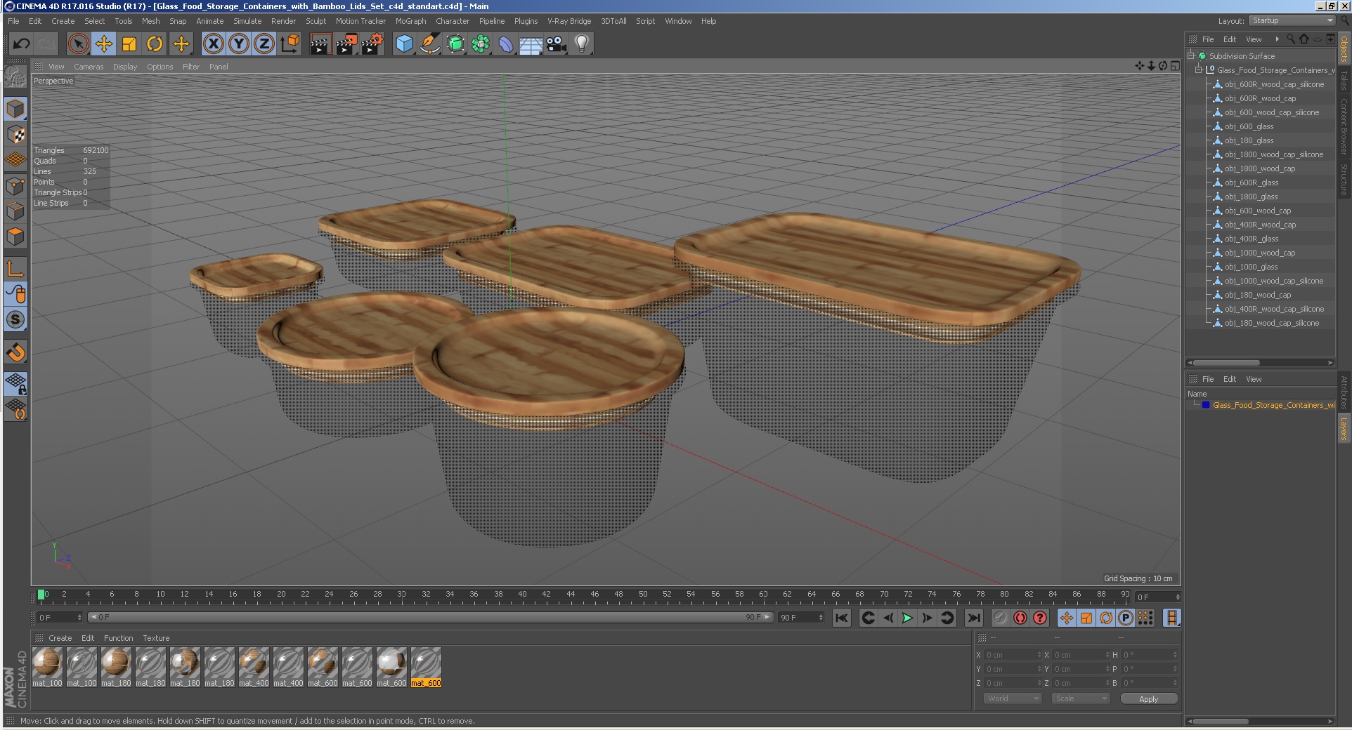 3D model Glass Food Storage Containers with Bamboo Lids Set