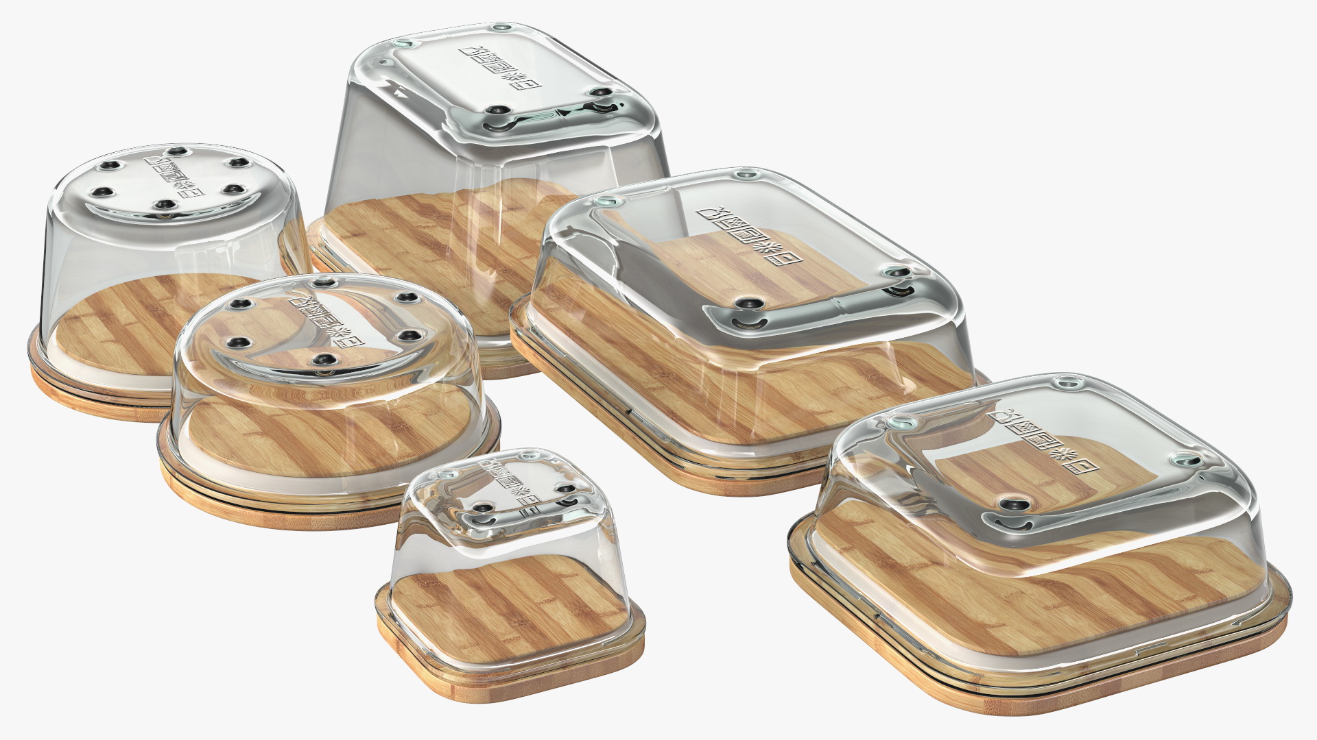 3D model Glass Food Storage Containers with Bamboo Lids Set