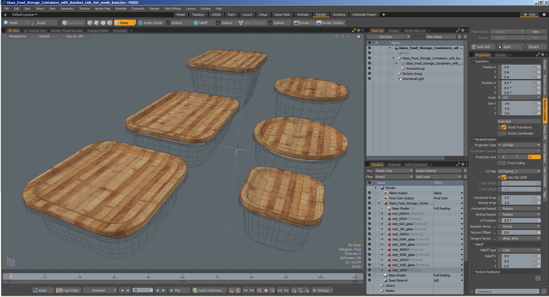 3D model Glass Food Storage Containers with Bamboo Lids Set