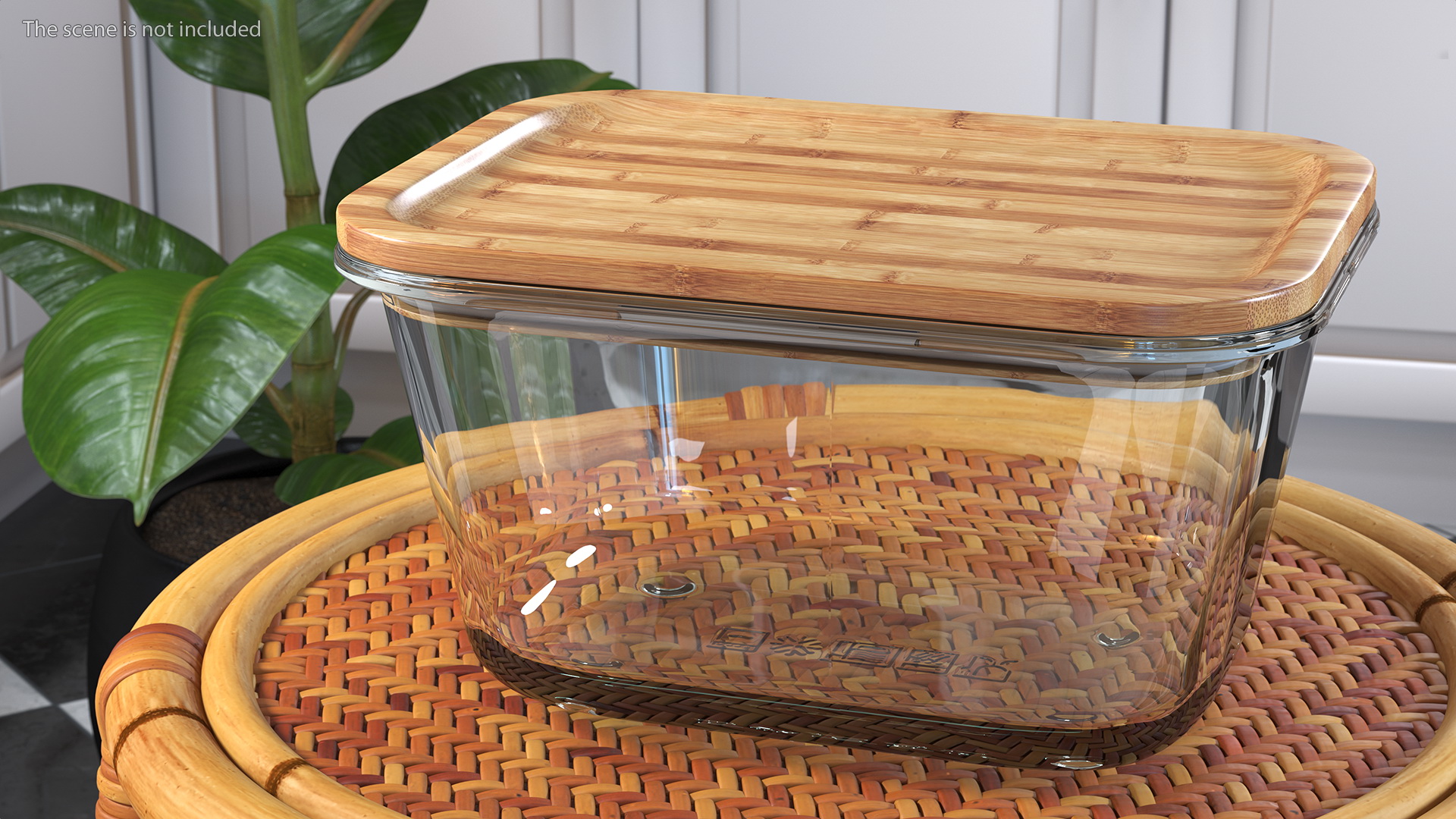 3D model Glass Food Storage Containers with Bamboo Lids Set