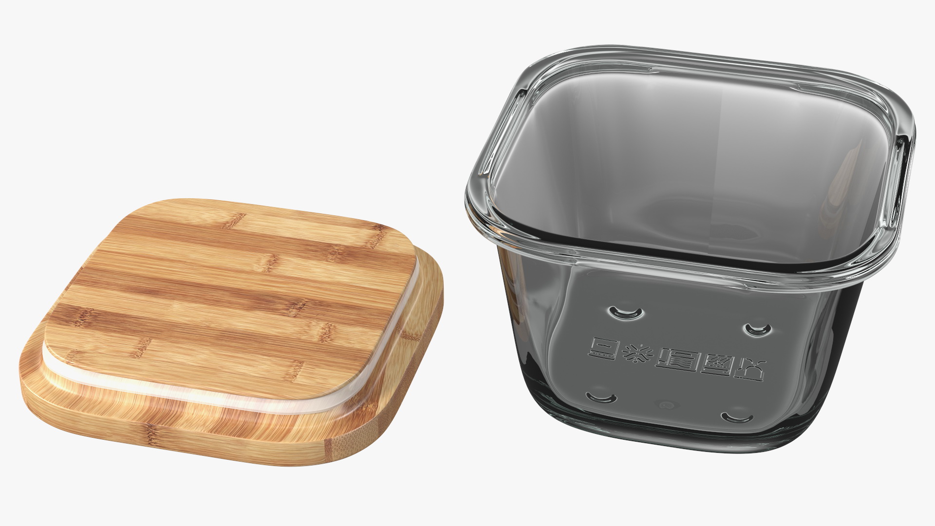 3D model Glass Food Storage Containers with Bamboo Lids Set