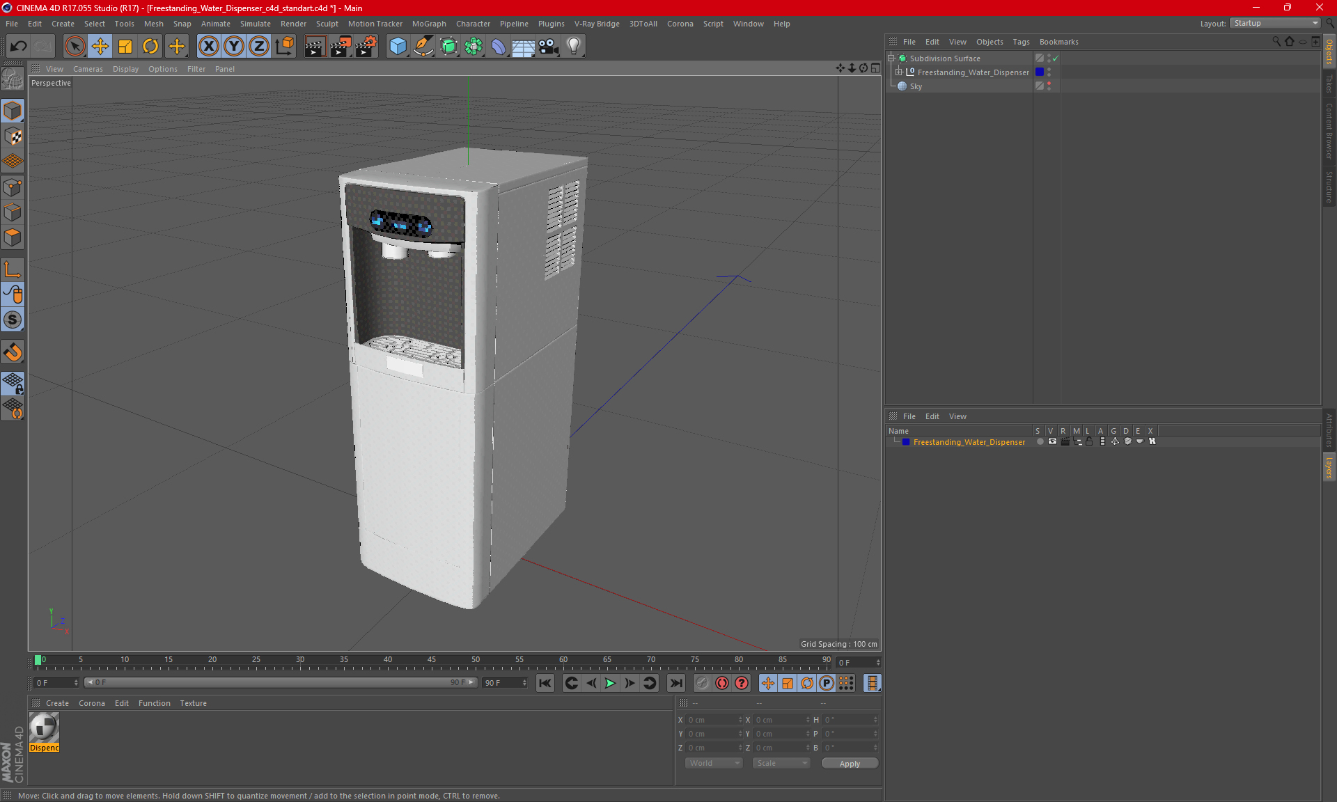 3D Freestanding Water Dispenser model