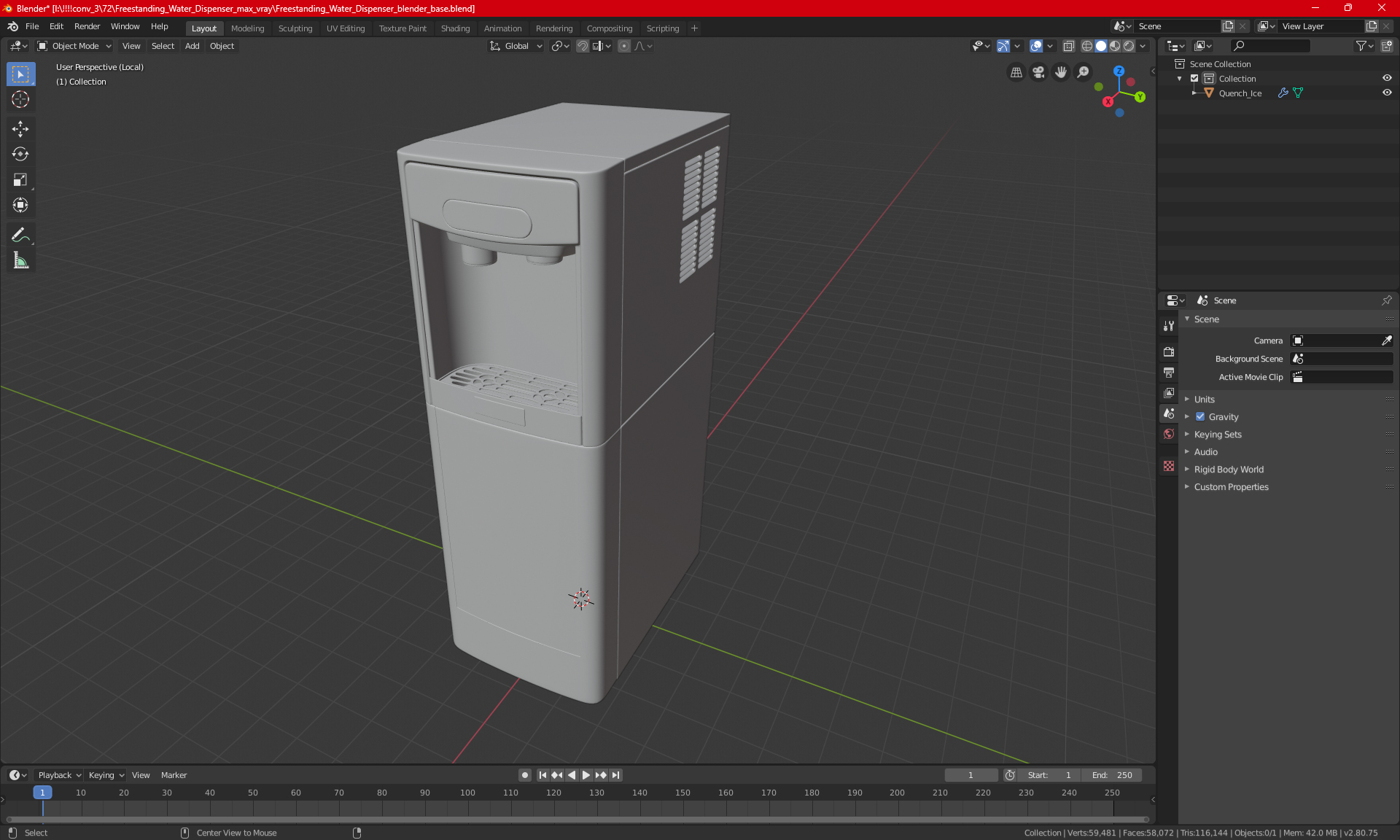 3D Freestanding Water Dispenser model