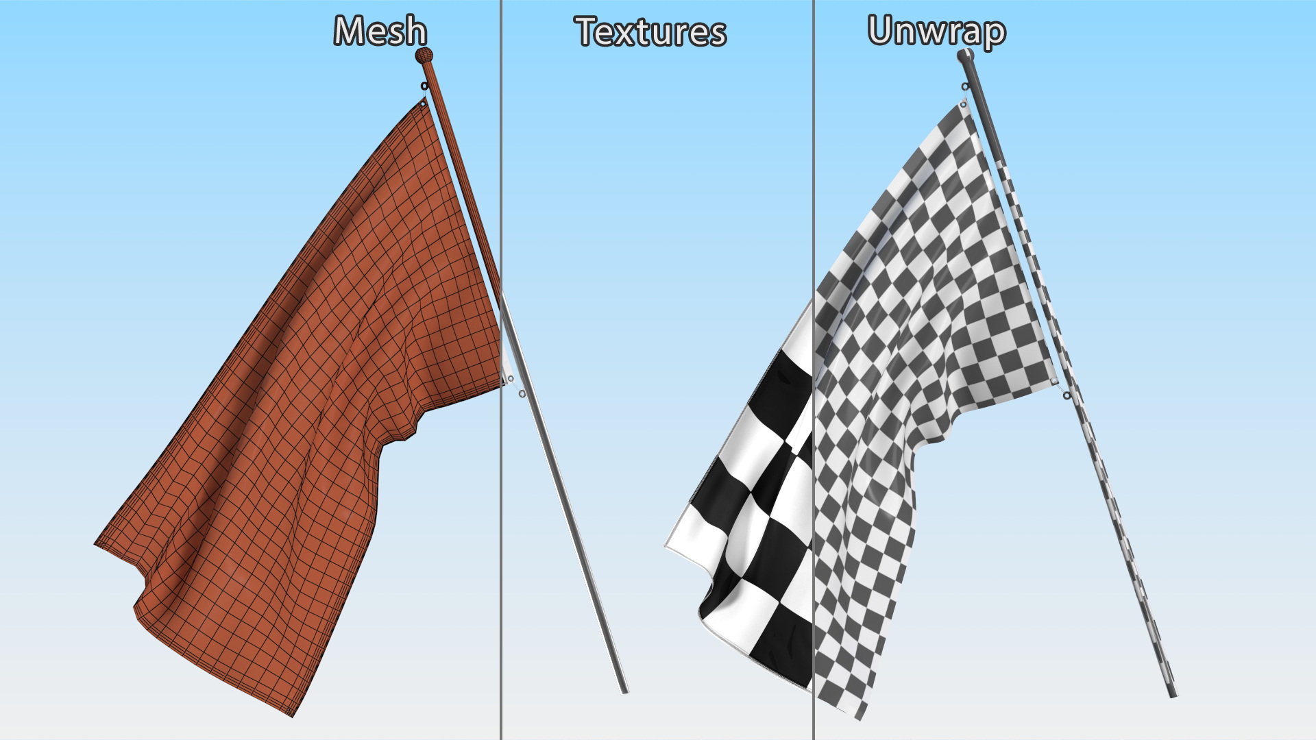 3D Waving Racing Flag model