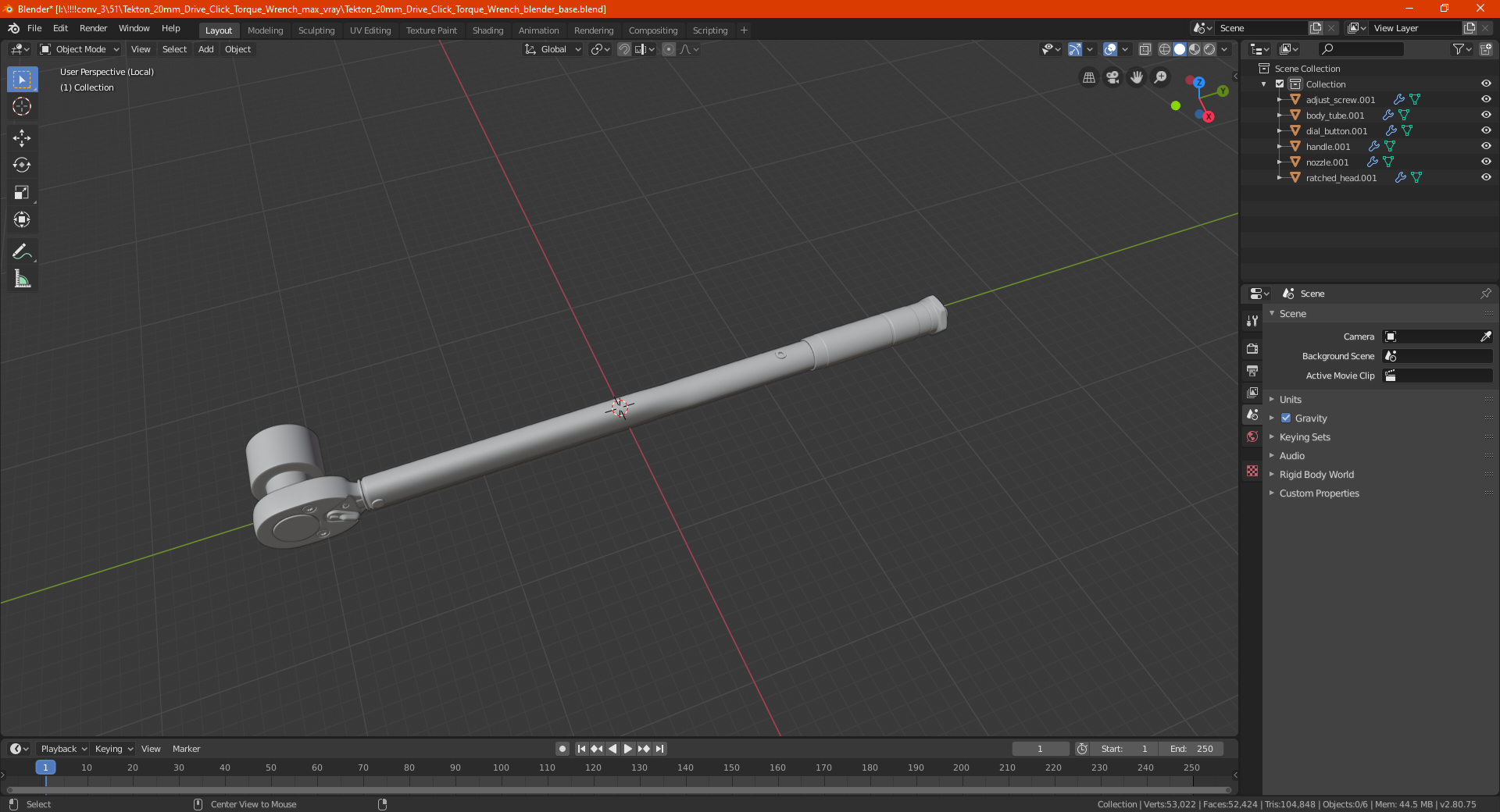Tekton 20mm Drive Click Torque Wrench 3D