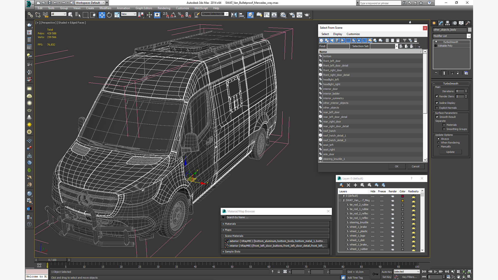 SWAT Van Bulletproof Mercedes 3D model