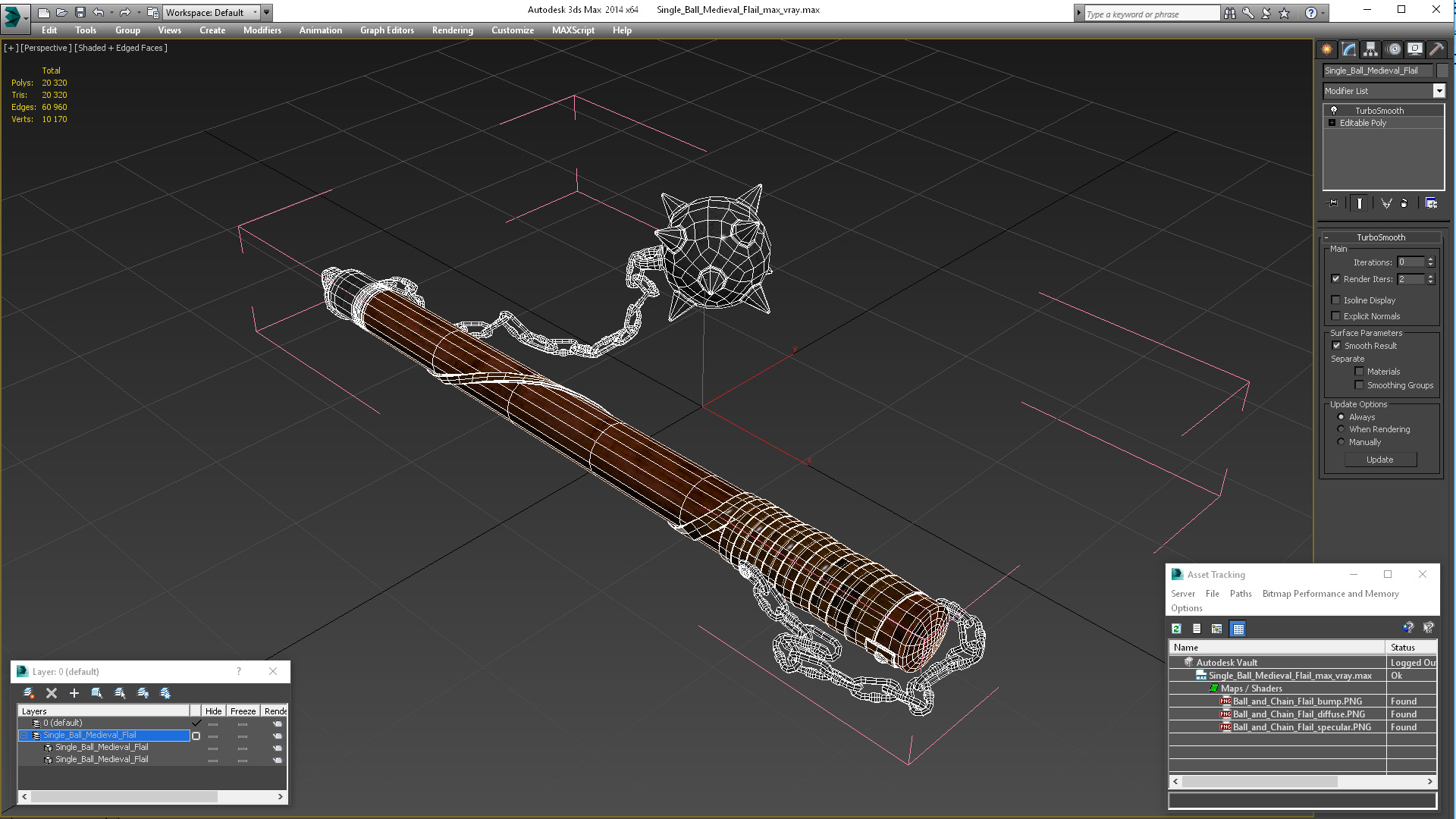 3D Single Ball Medieval Flail
