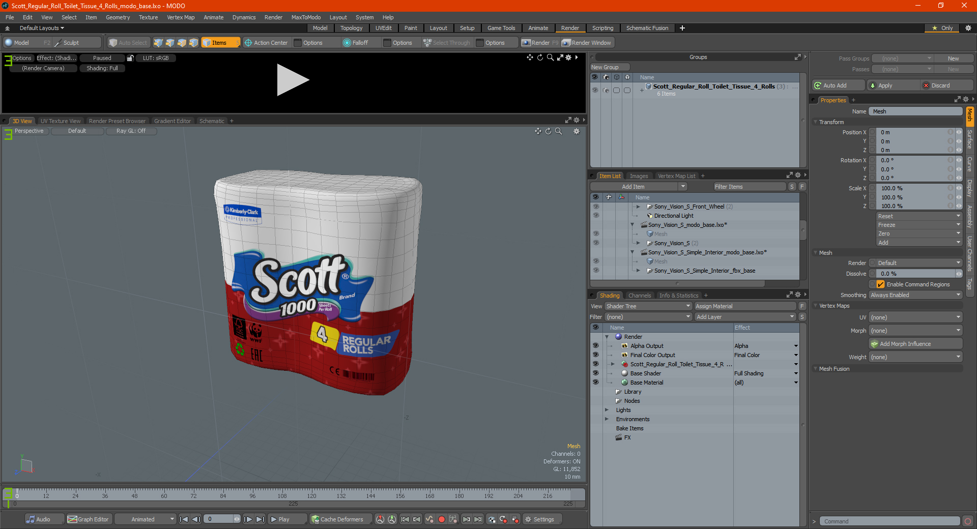 3D model Scott Regular Roll Toilet Tissue 4 Rolls