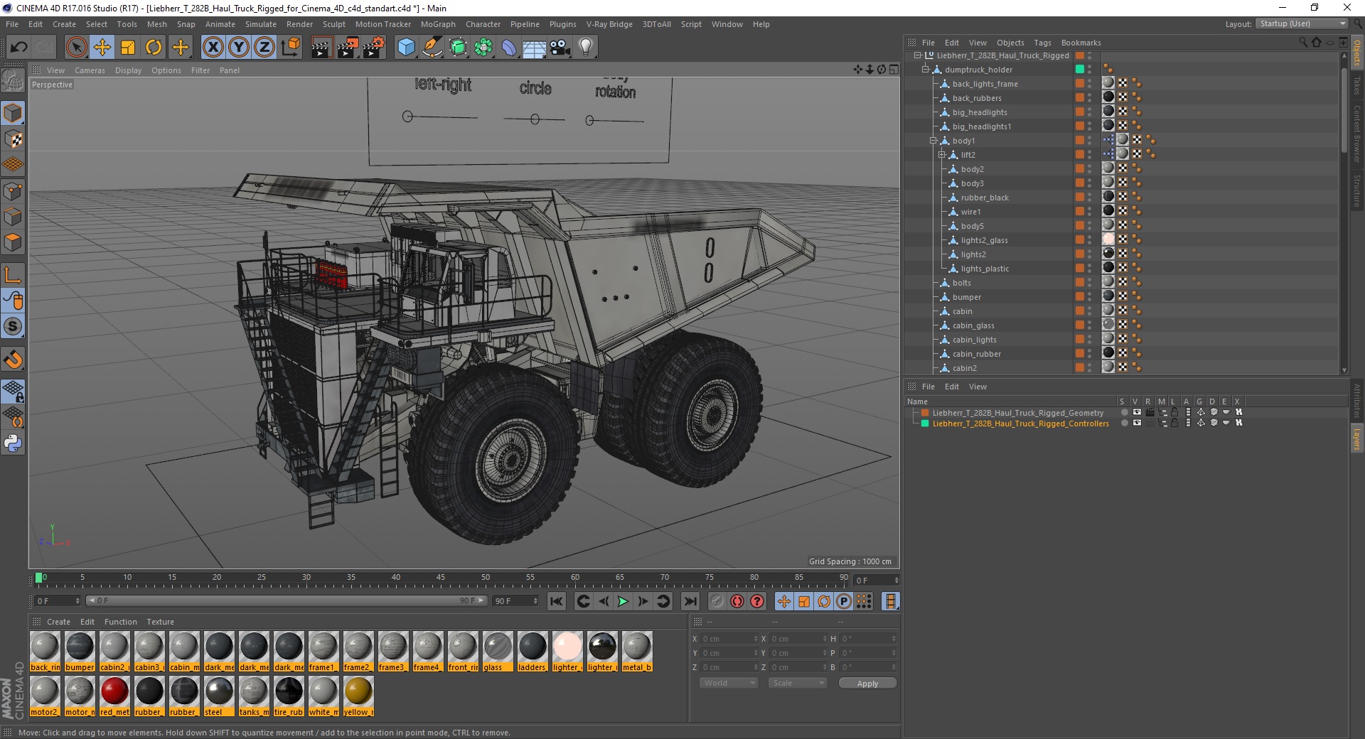 Liebherr T 282B Haul Truck Rigged for Cinema 4D 3D