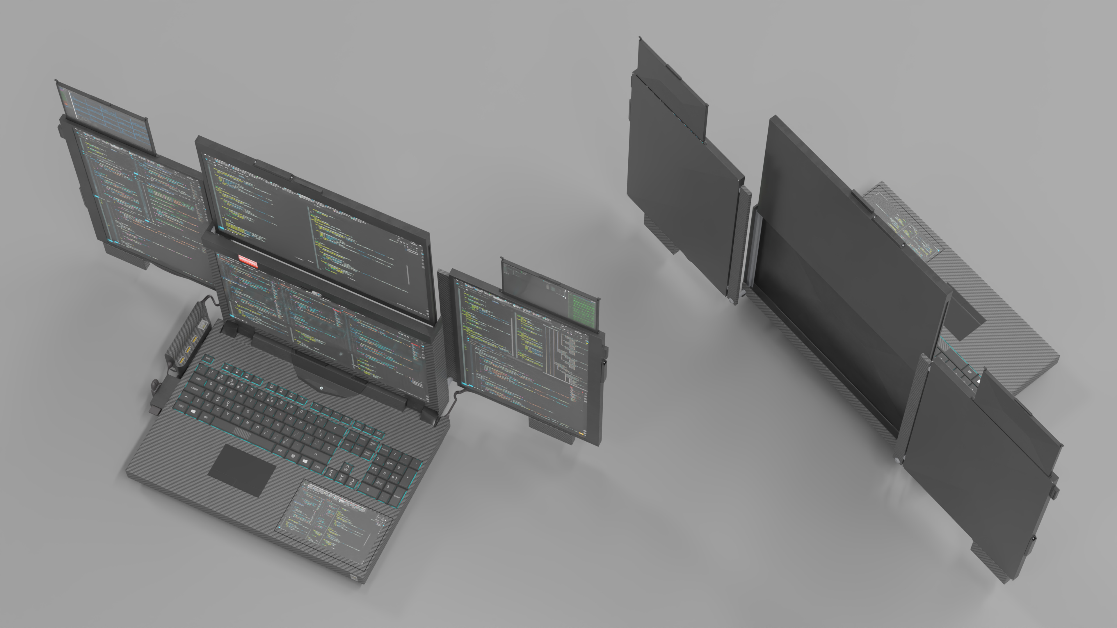 Professional Laptop with Programming Software Rigged 3D
