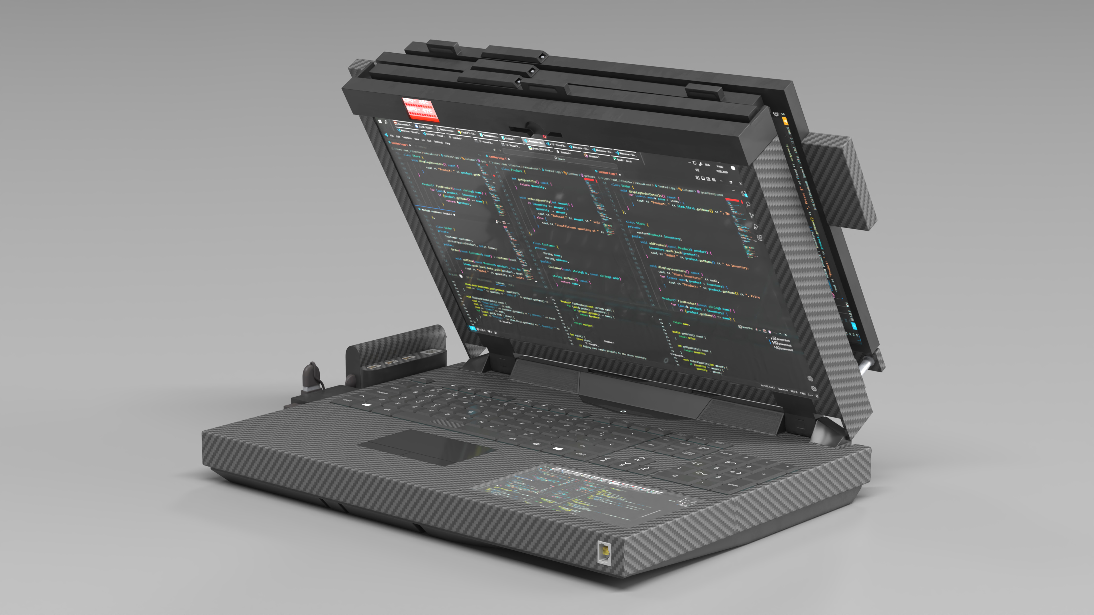 Professional Laptop with Programming Software Rigged 3D