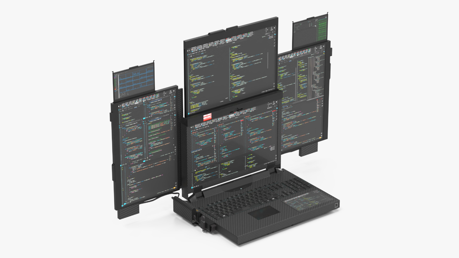 Professional Laptop with Programming Software Rigged 3D