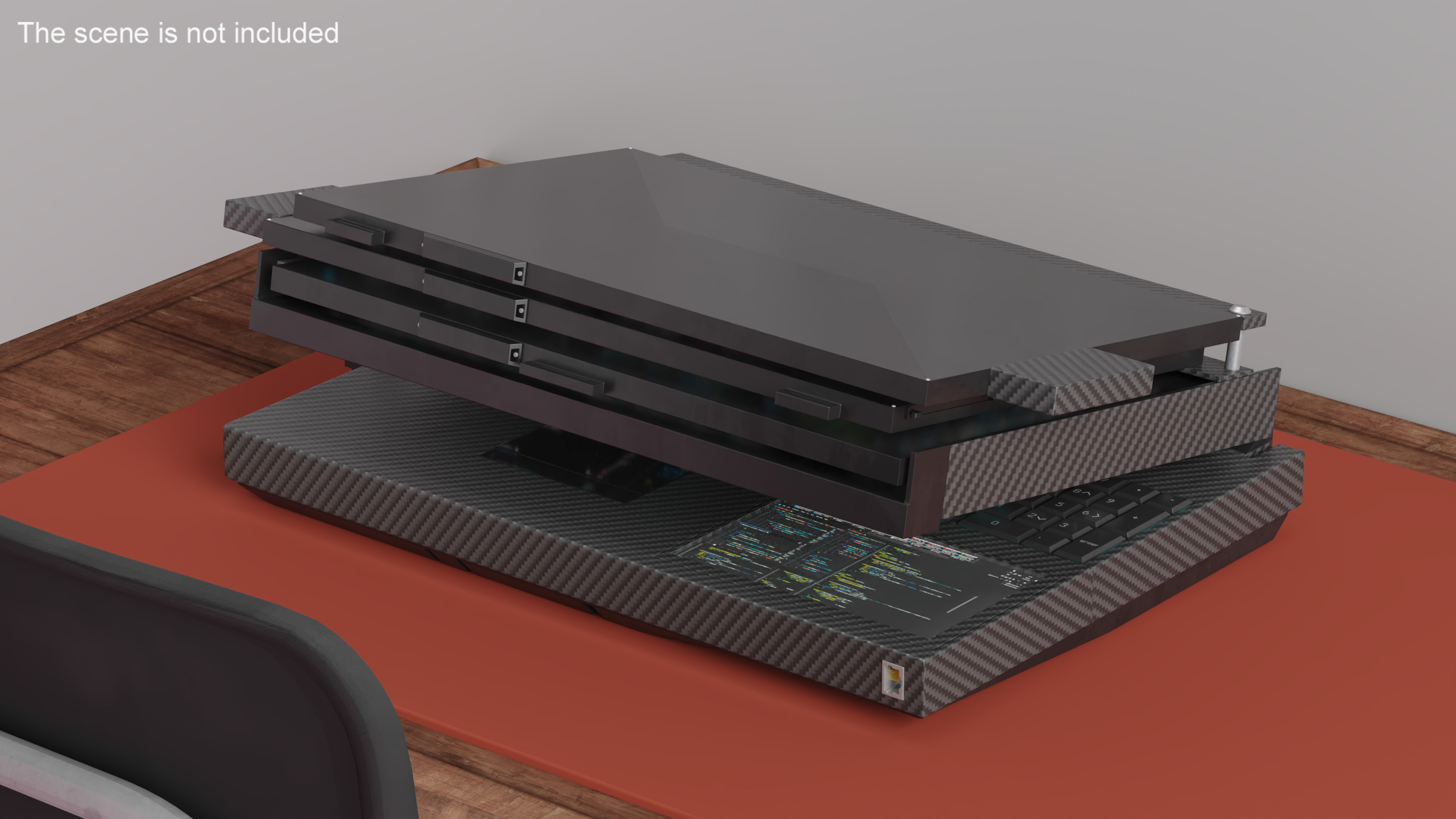 Professional Laptop with Programming Software Rigged 3D