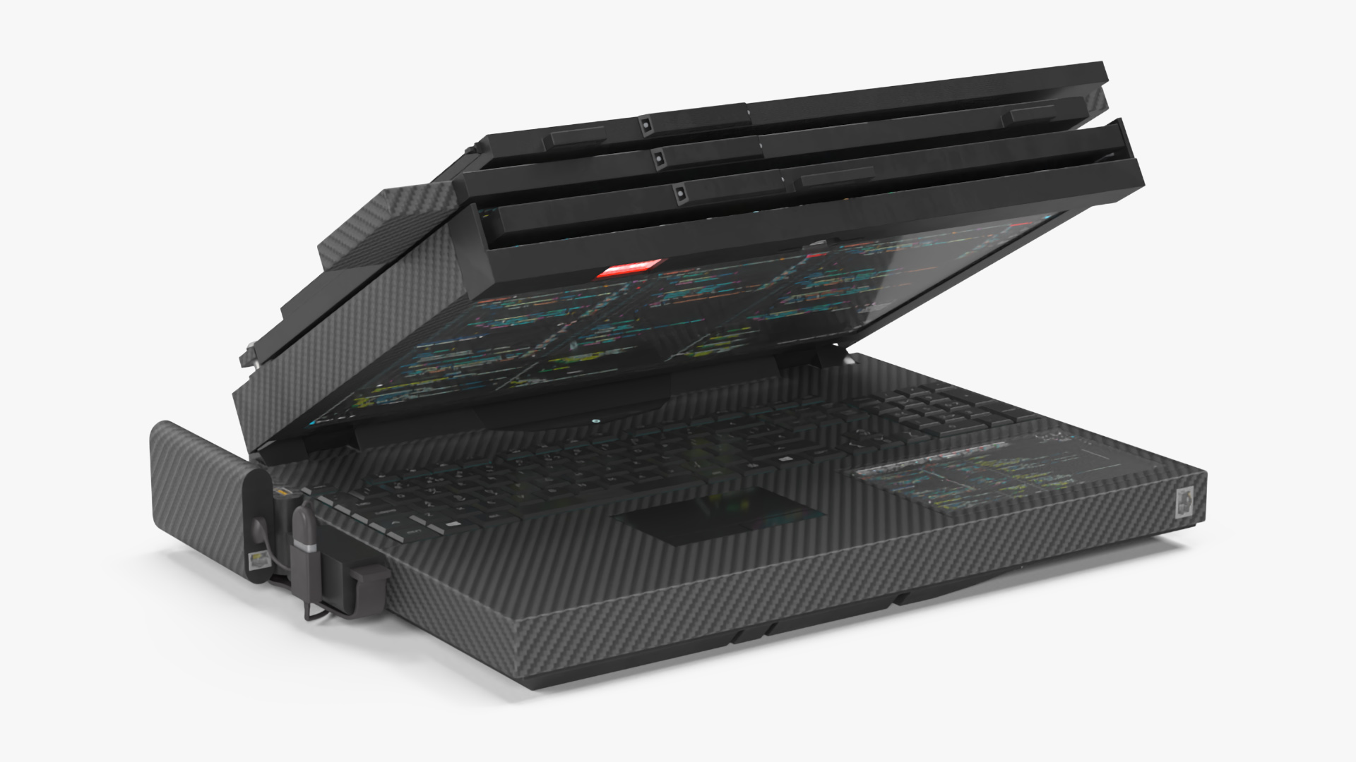 Professional Laptop with Programming Software Rigged 3D