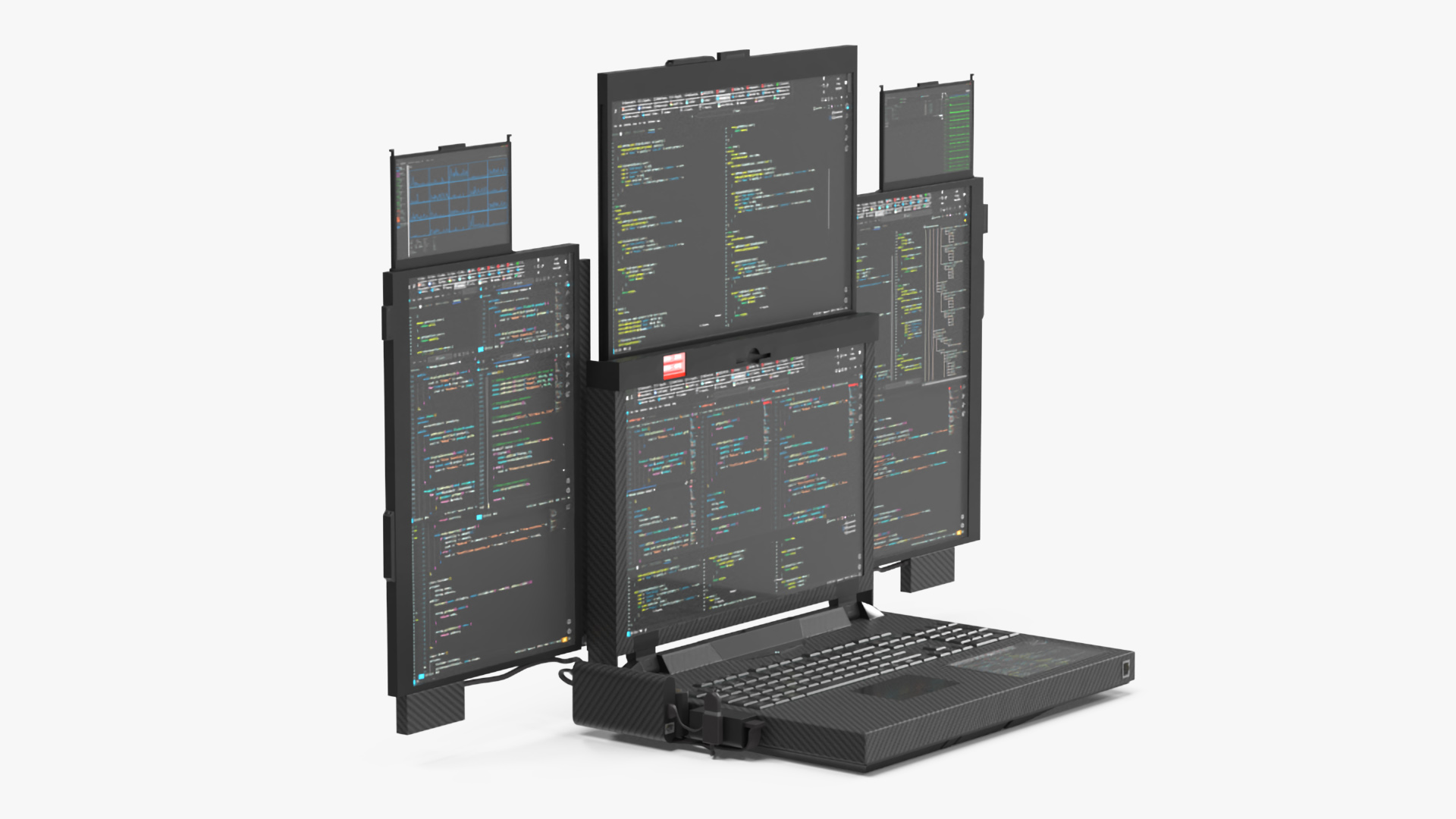 Professional Laptop with Programming Software Rigged 3D