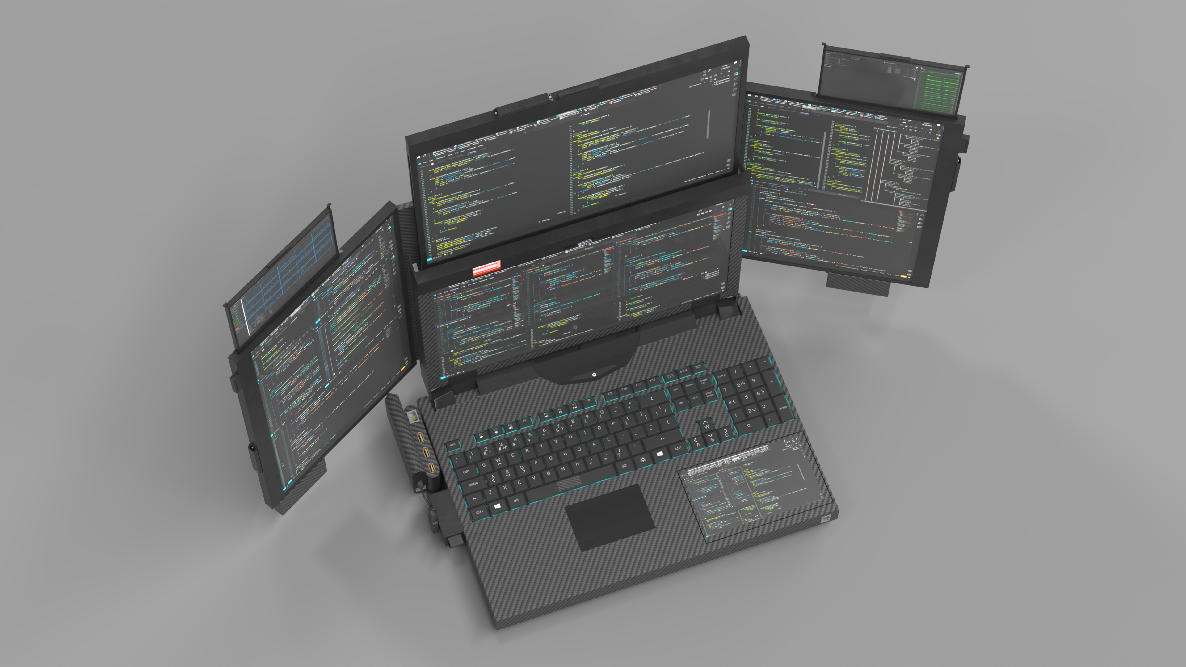 Professional Laptop with Programming Software Rigged 3D