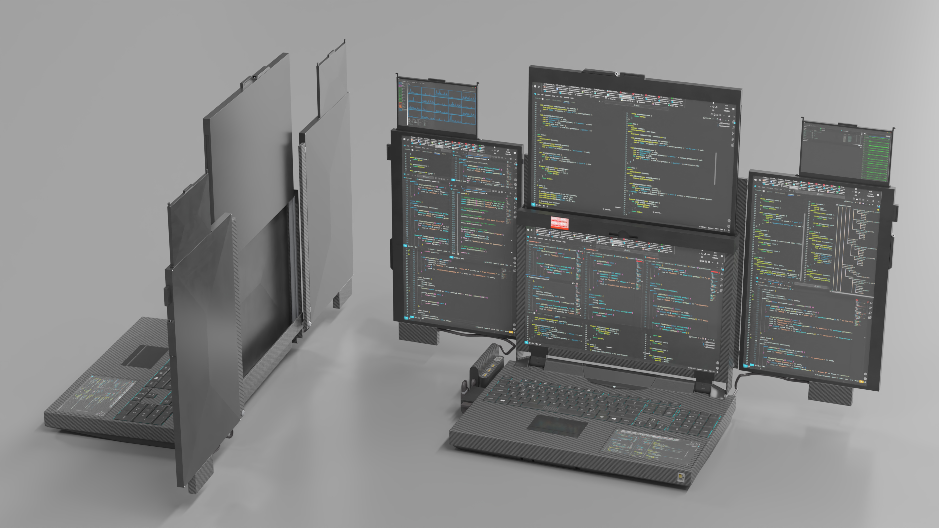 Professional Laptop with Programming Software Rigged 3D