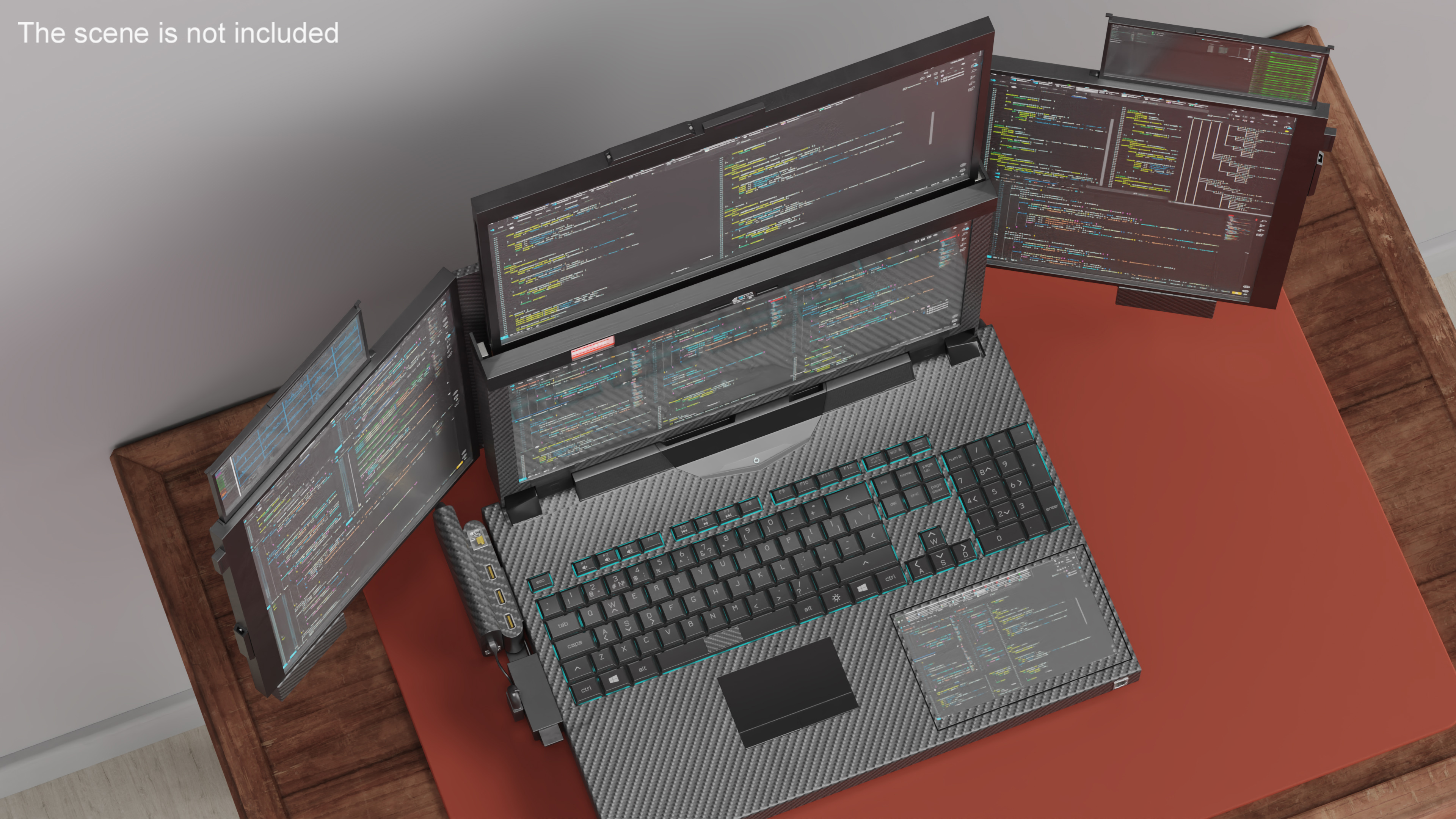 Professional Laptop with Programming Software Rigged 3D