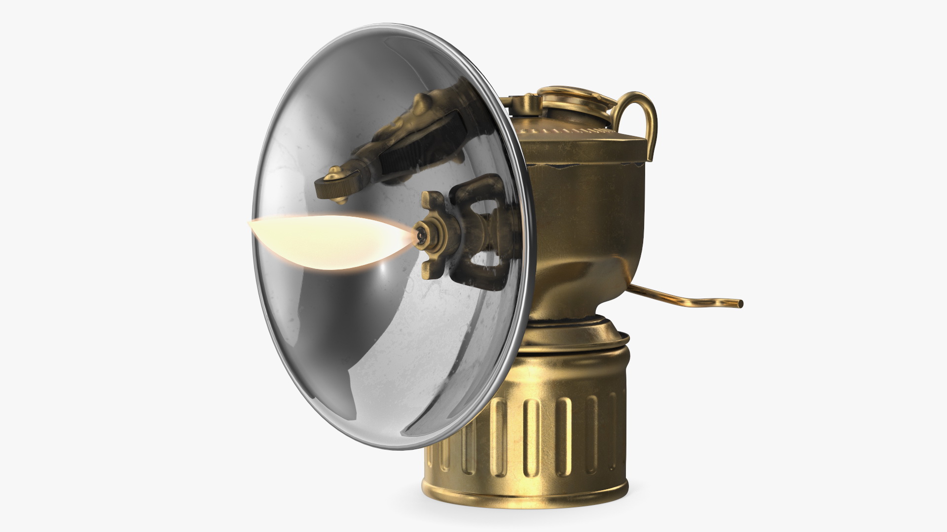 3D Vintage Brass Carbide Lamp