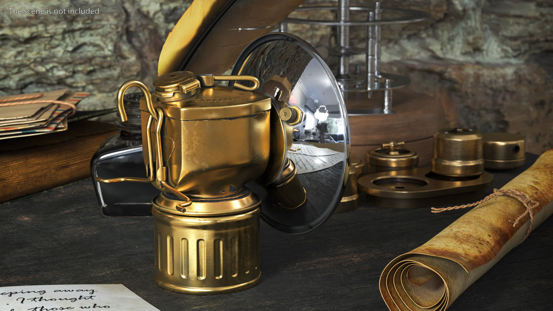 3D Vintage Brass Carbide Lamp