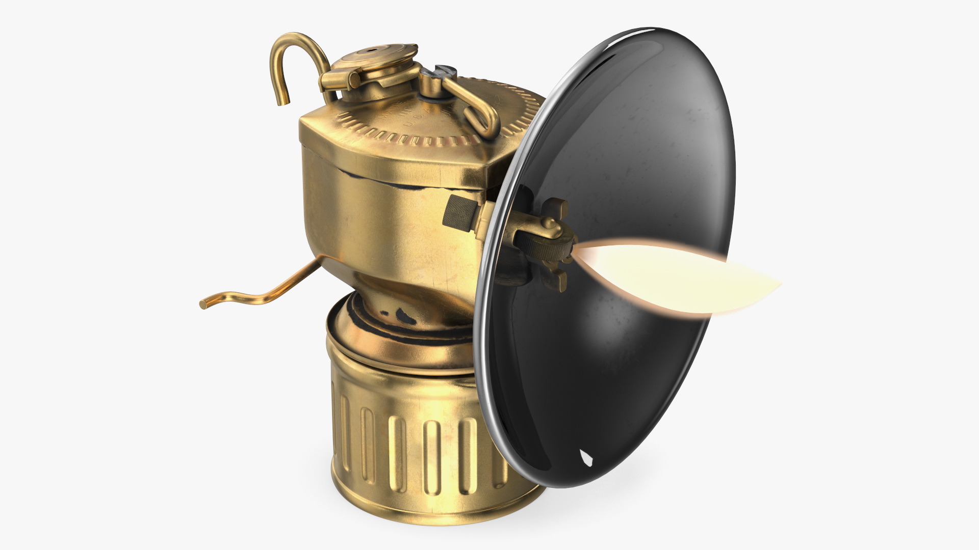 3D Vintage Brass Carbide Lamp