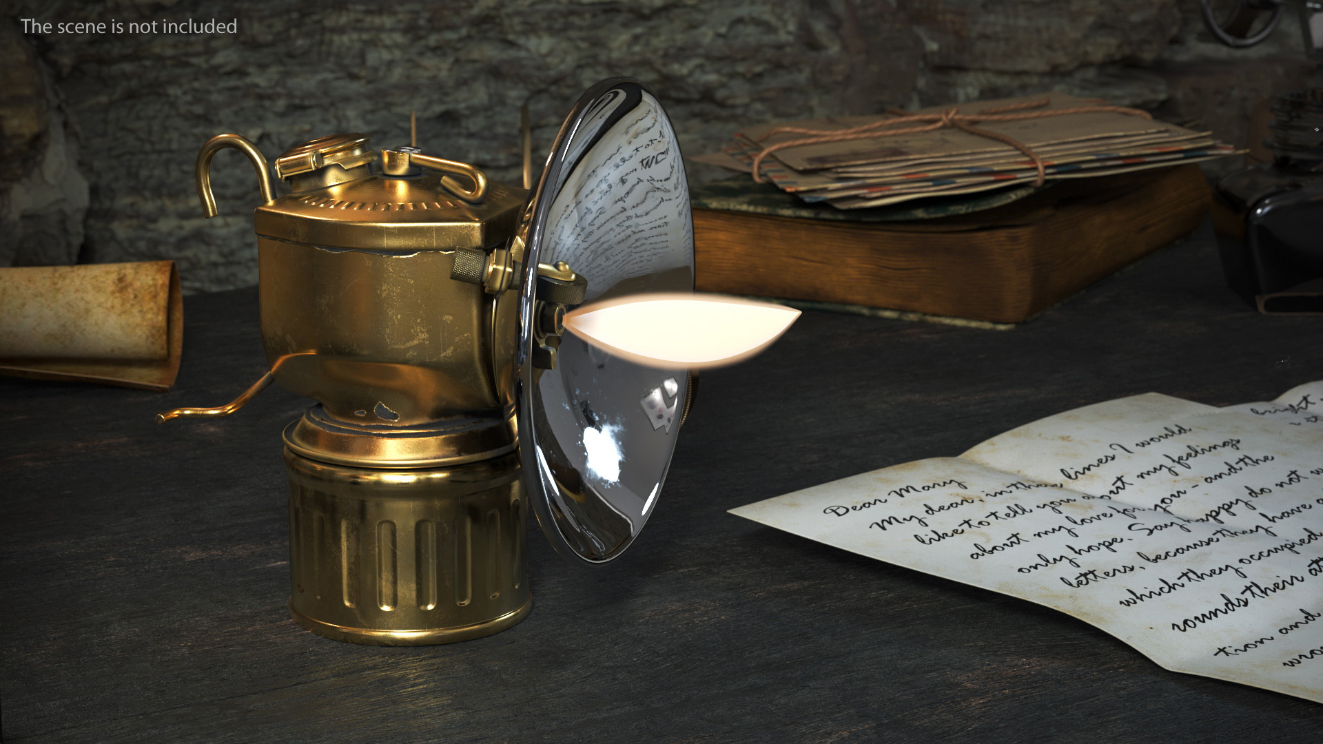 3D Vintage Brass Carbide Lamp