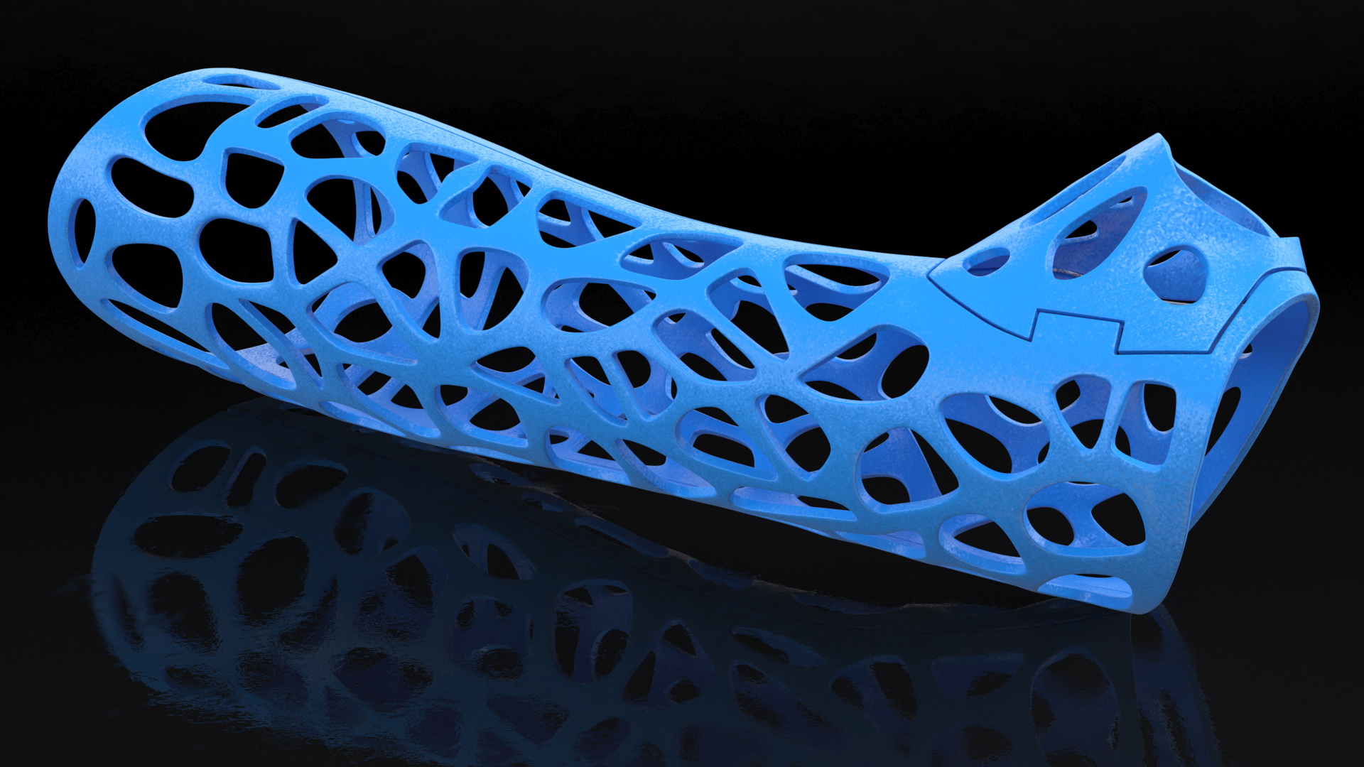 3D 3D-Printed Orthopedic Cast Hand Blue