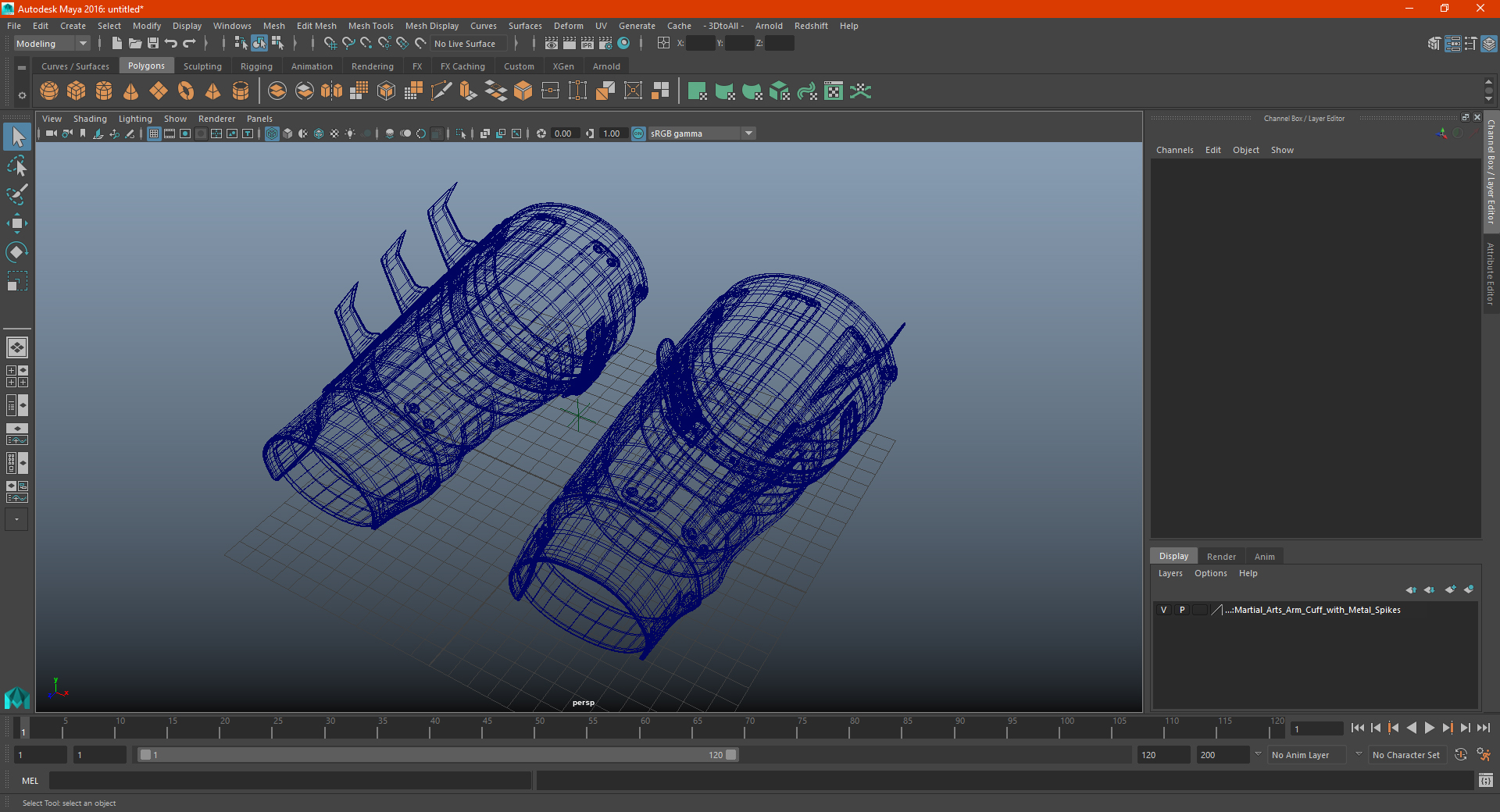 Martial Arts Arm Cuff with Metal Spikes 3D model