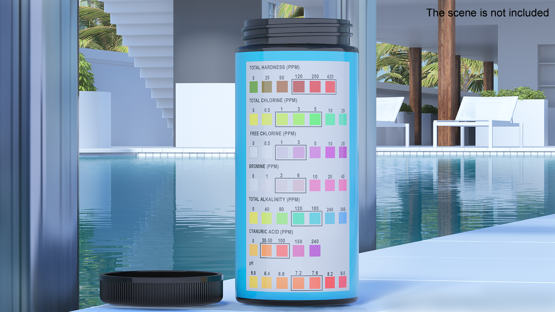 JNV Direct Chlorine Pool Water Tests Jar Opened 3D