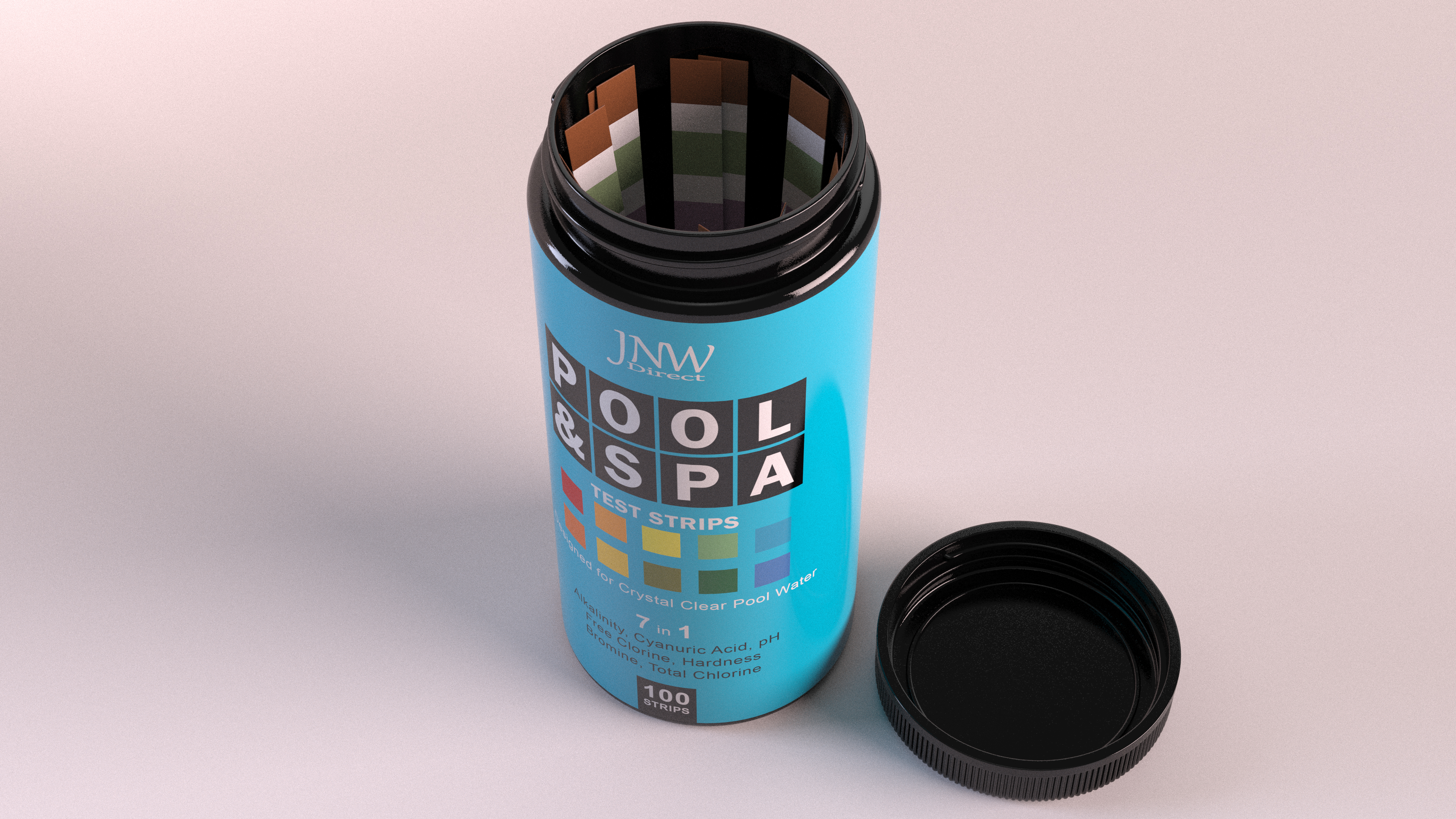 JNV Direct Chlorine Pool Water Tests Jar Opened 3D
