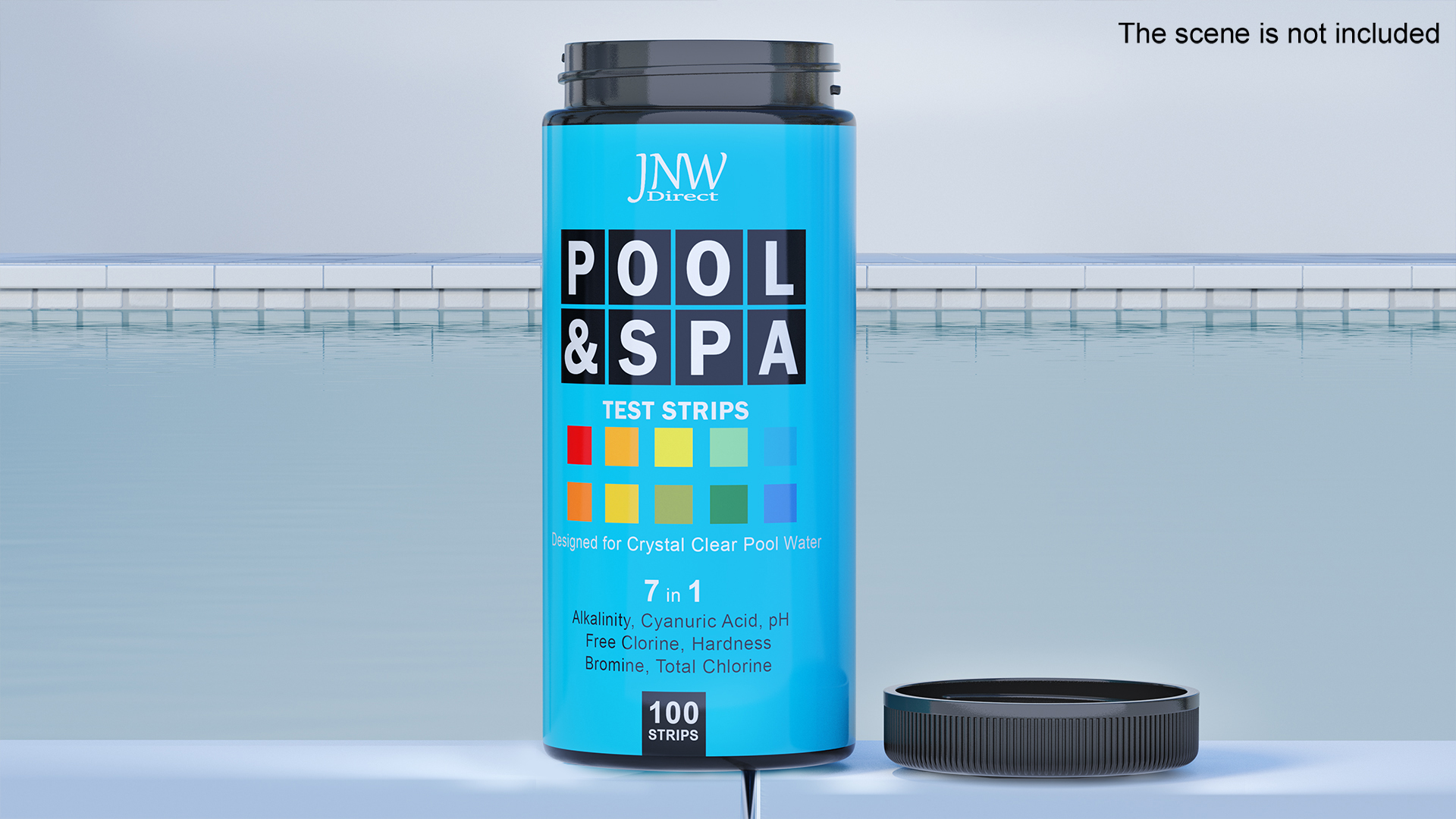 JNV Direct Chlorine Pool Water Tests Jar Opened 3D