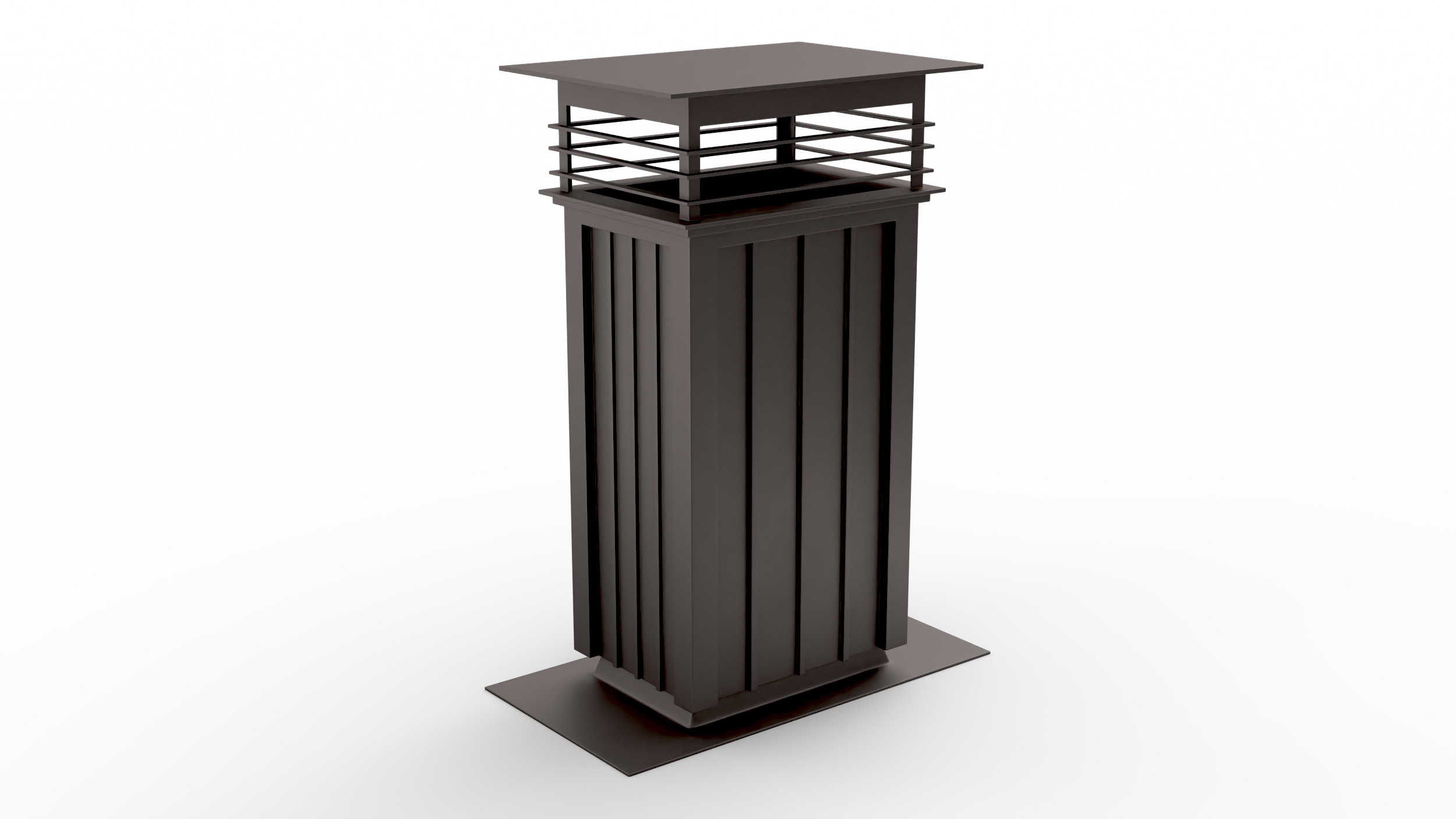 3D Square Black Metal Chimney