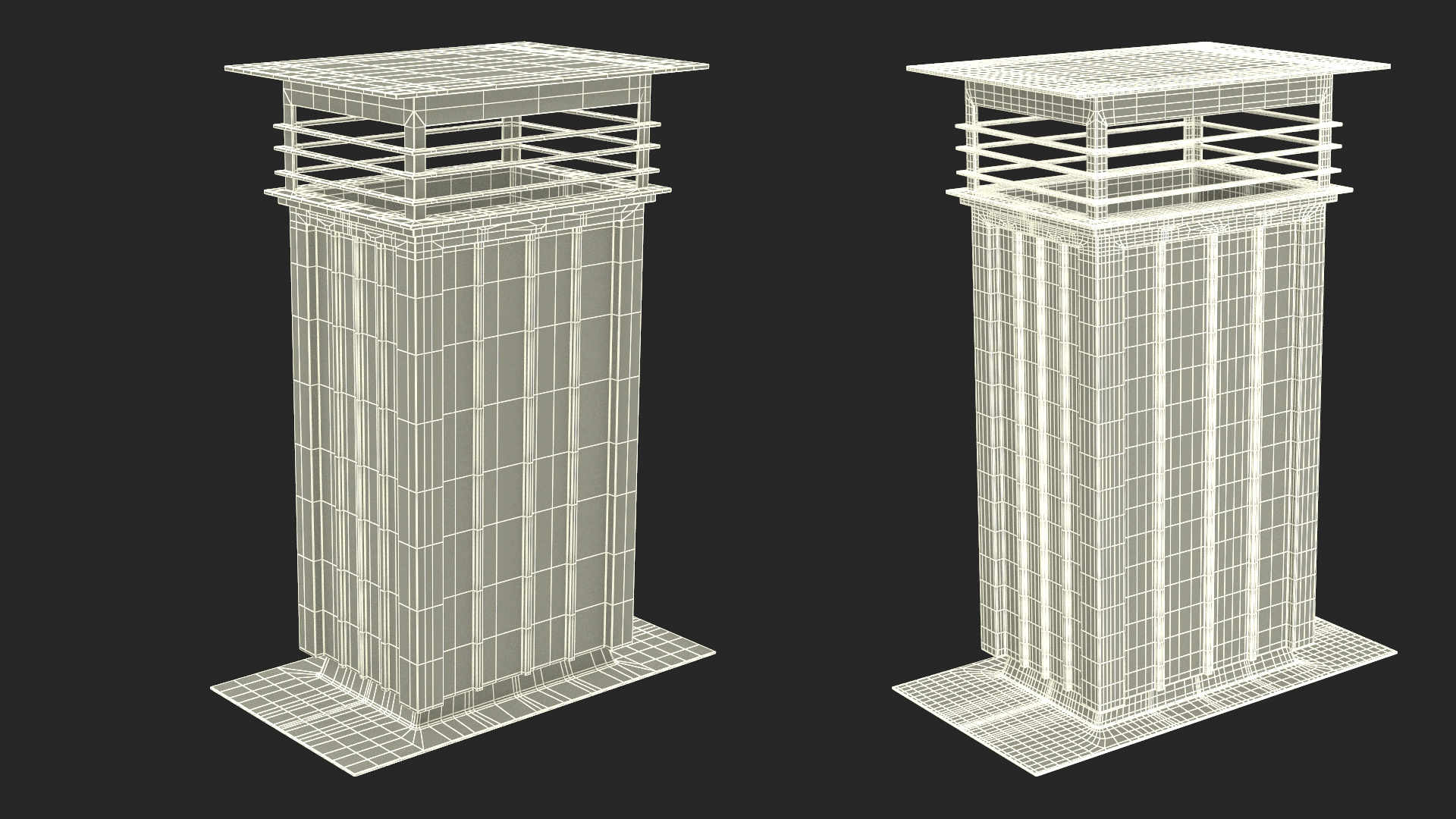 3D Square Black Metal Chimney