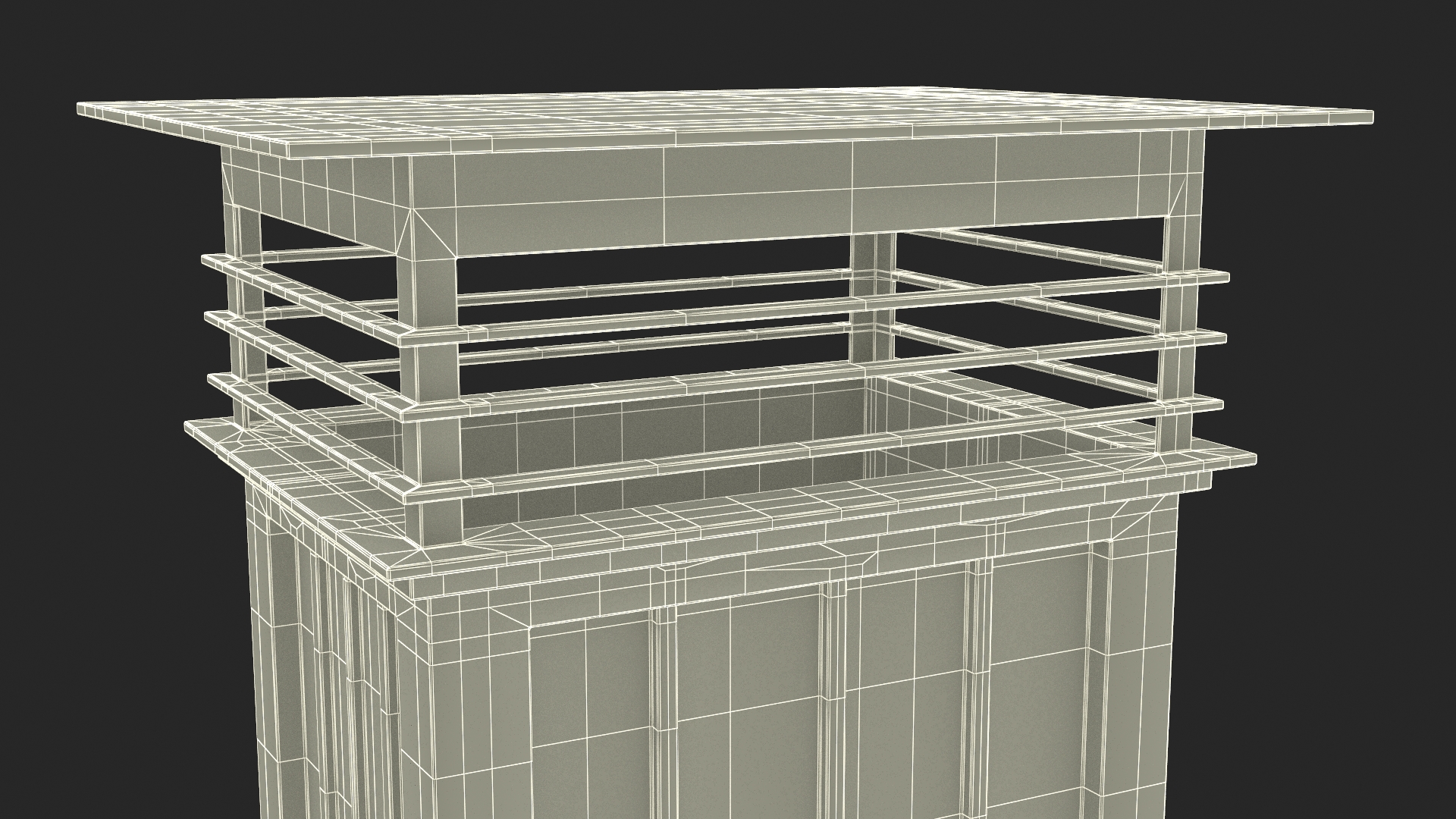 3D Square Black Metal Chimney
