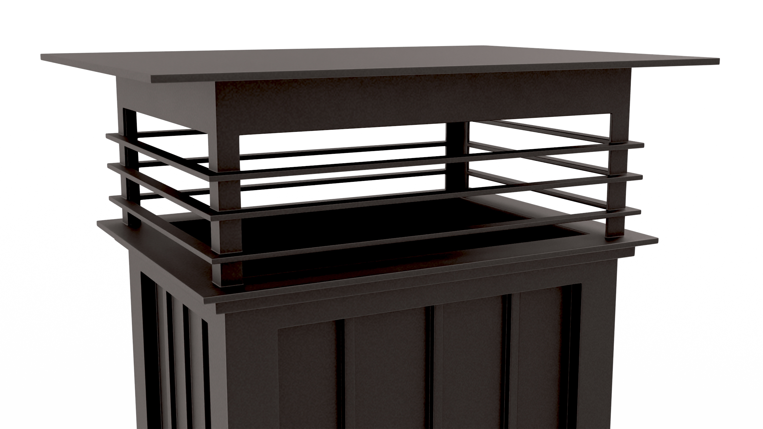 3D Square Black Metal Chimney