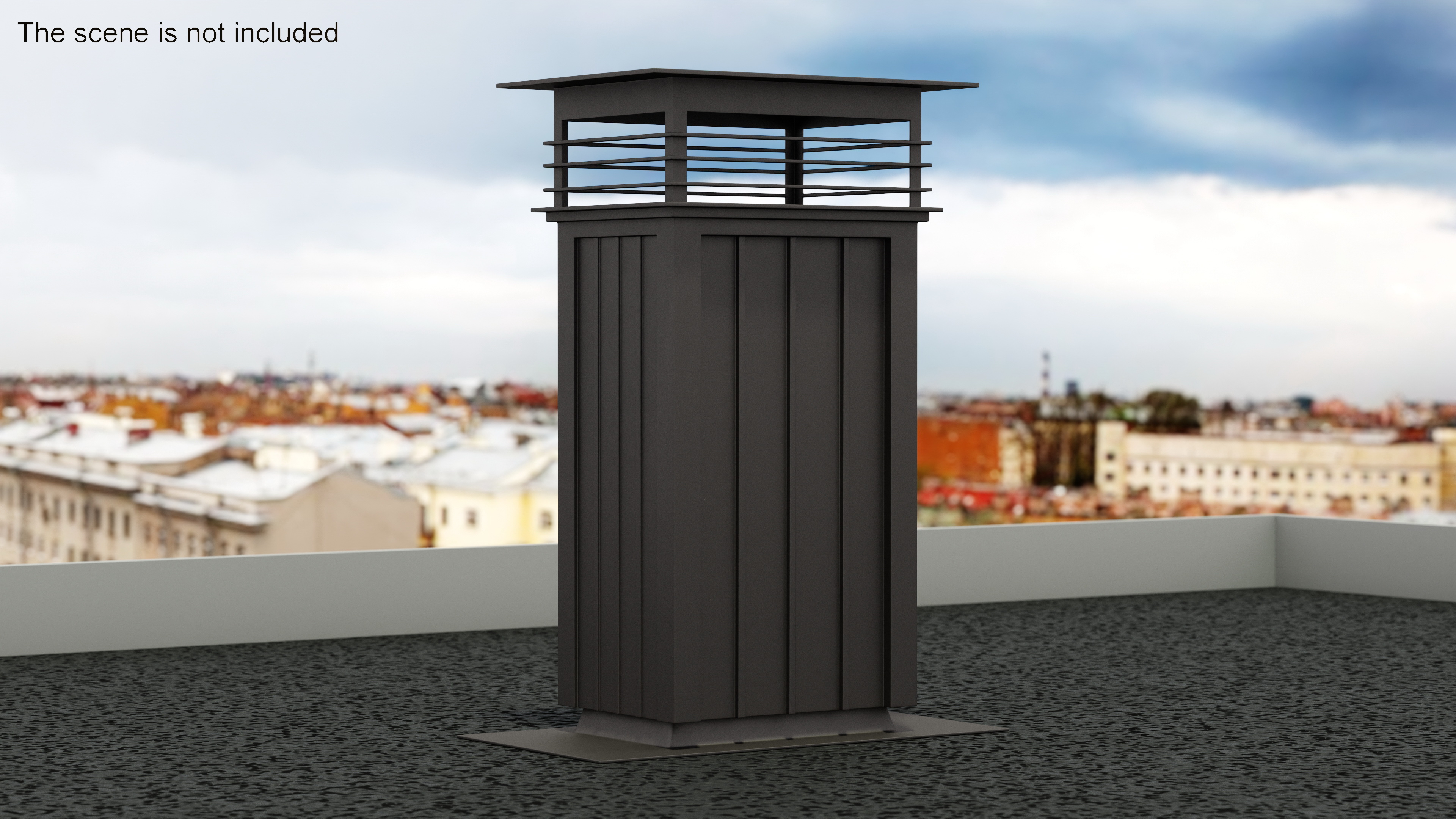3D Square Black Metal Chimney
