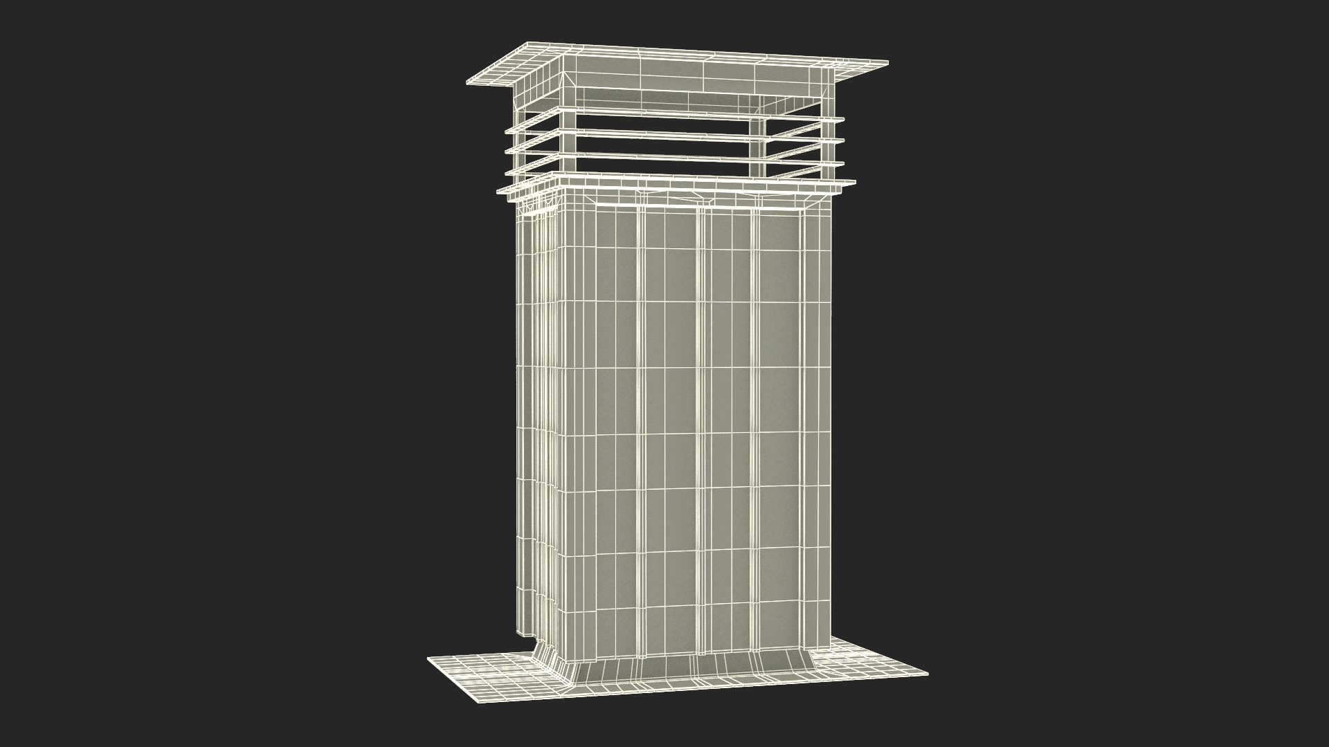 3D Square Black Metal Chimney