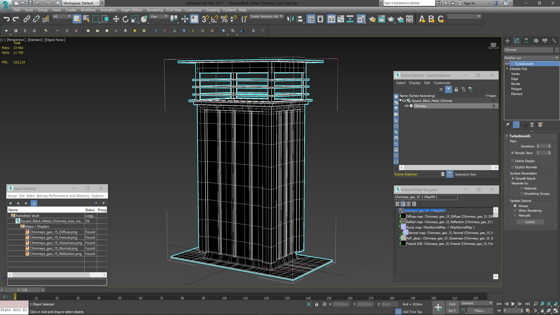 3D Square Black Metal Chimney