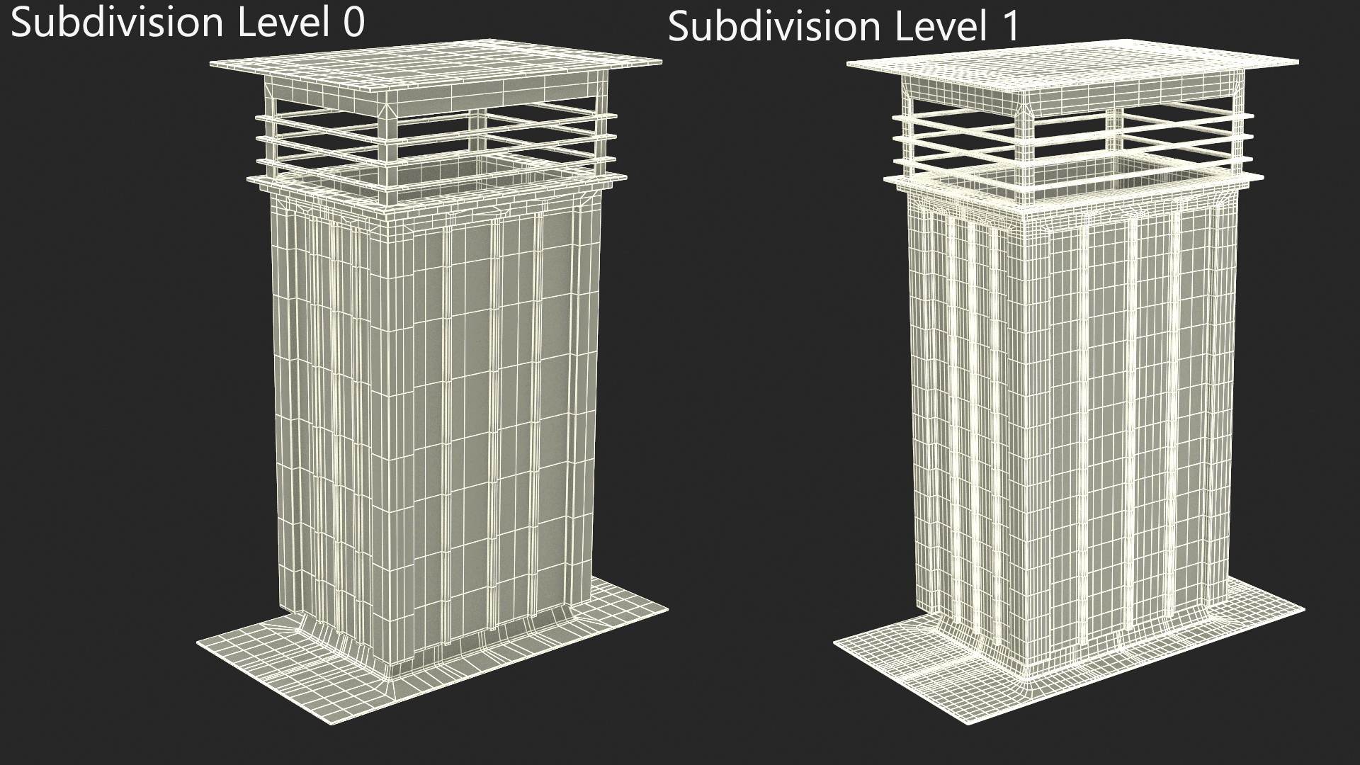 3D Square Black Metal Chimney