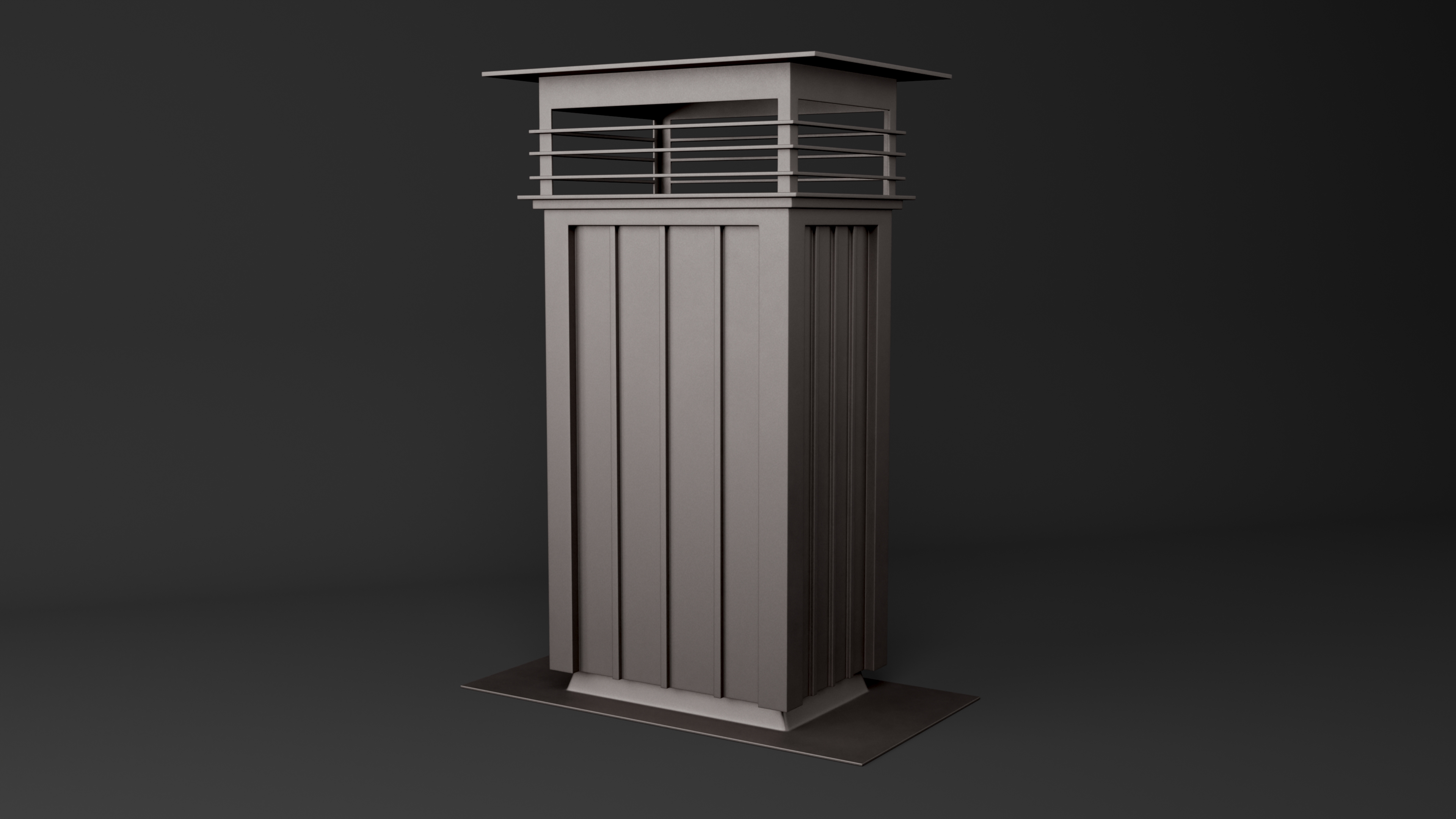 3D Square Black Metal Chimney
