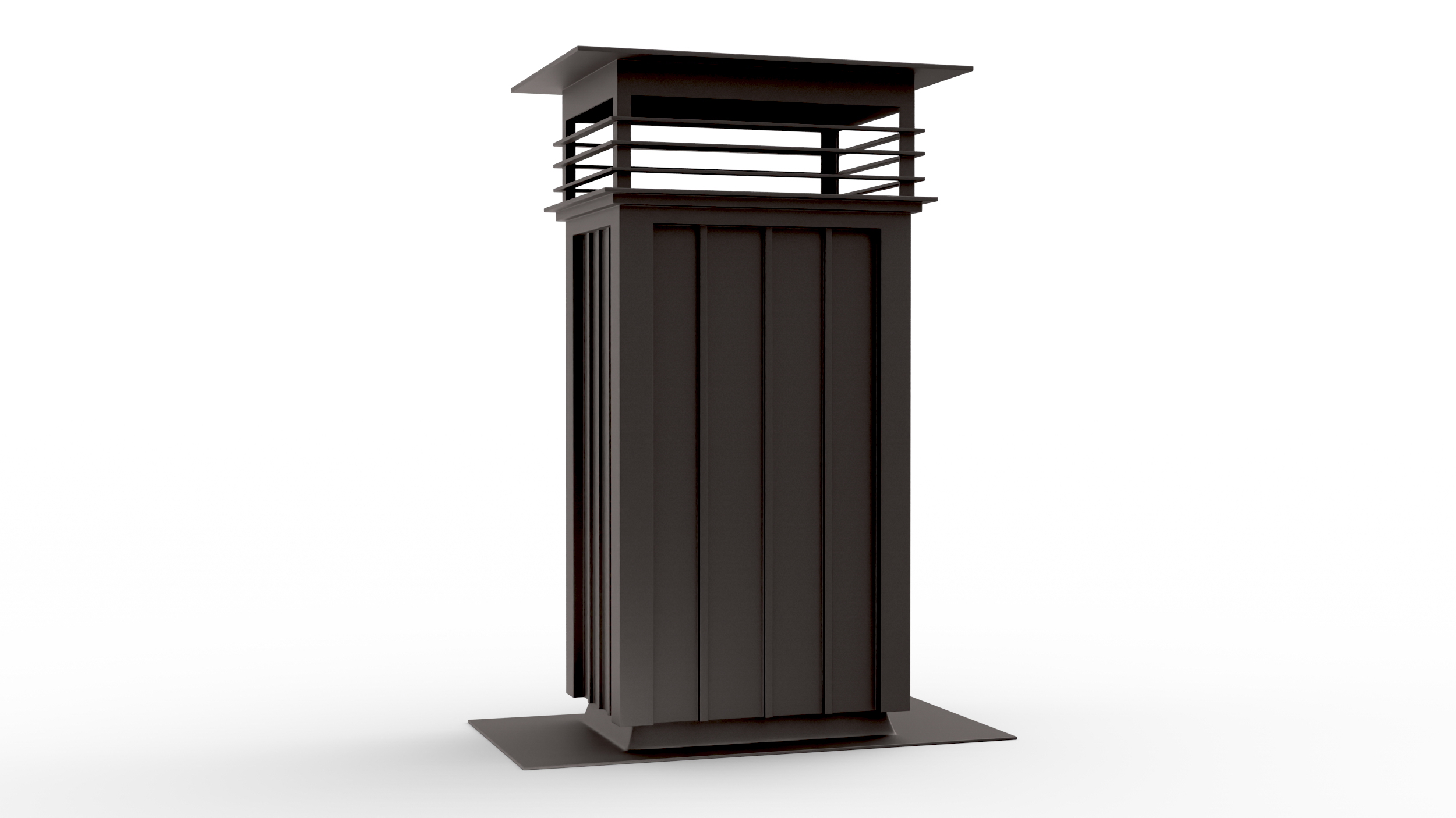 3D Square Black Metal Chimney