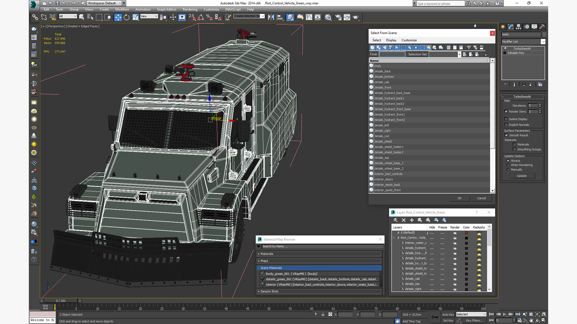3D Riot Control Vehicle Green