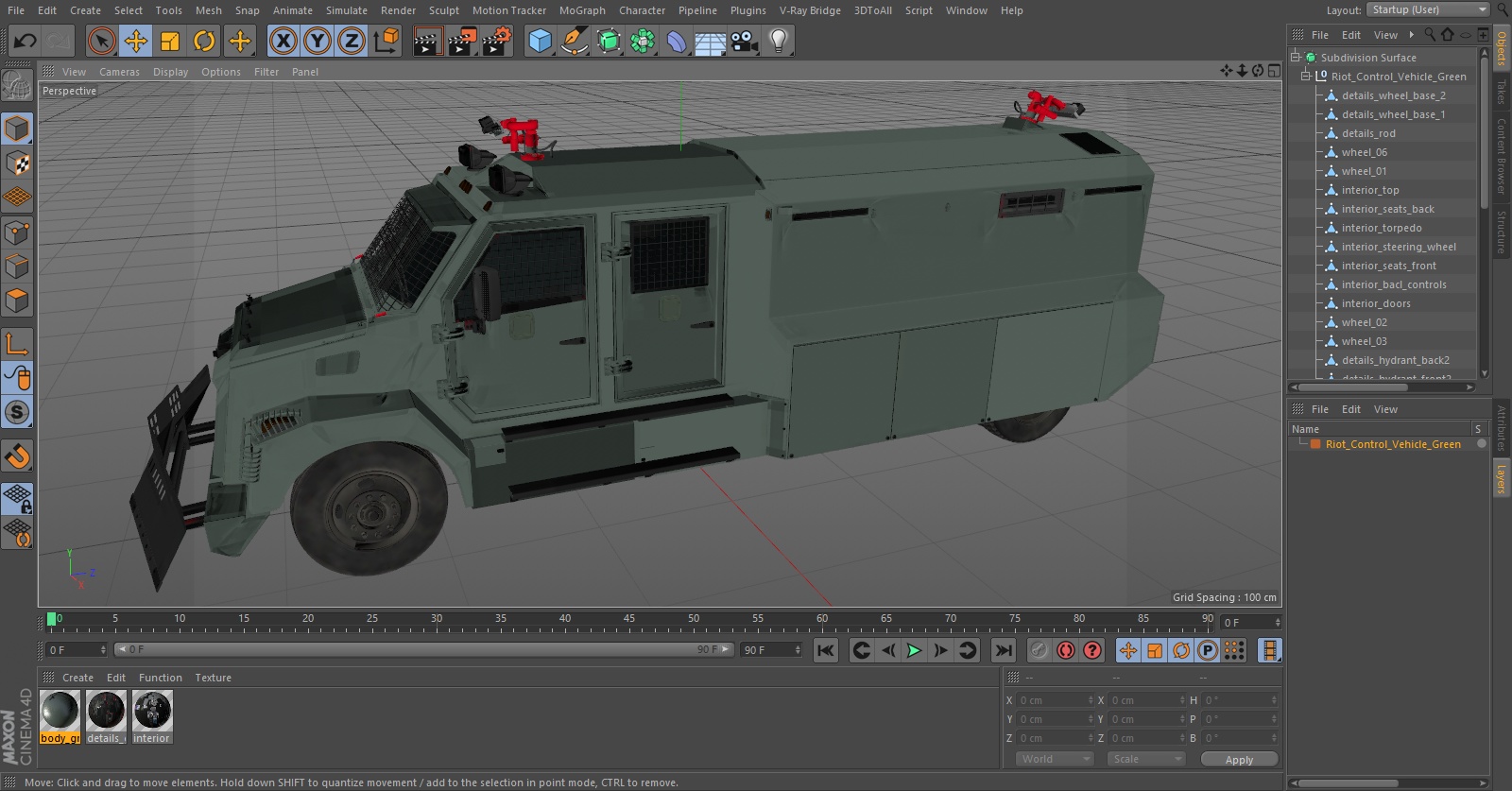 3D Riot Control Vehicle Green