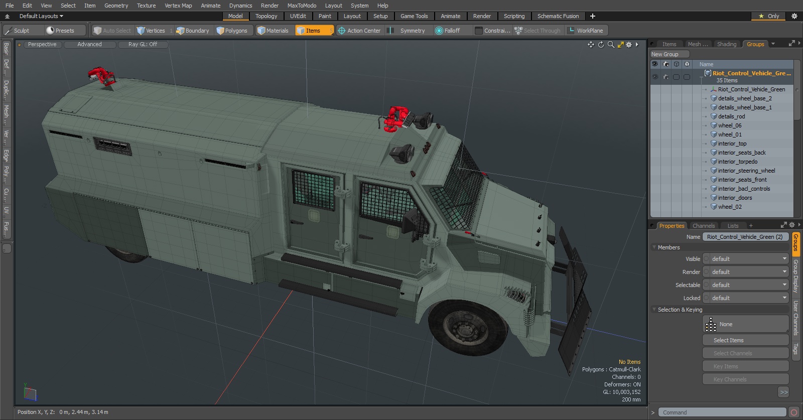 3D Riot Control Vehicle Green