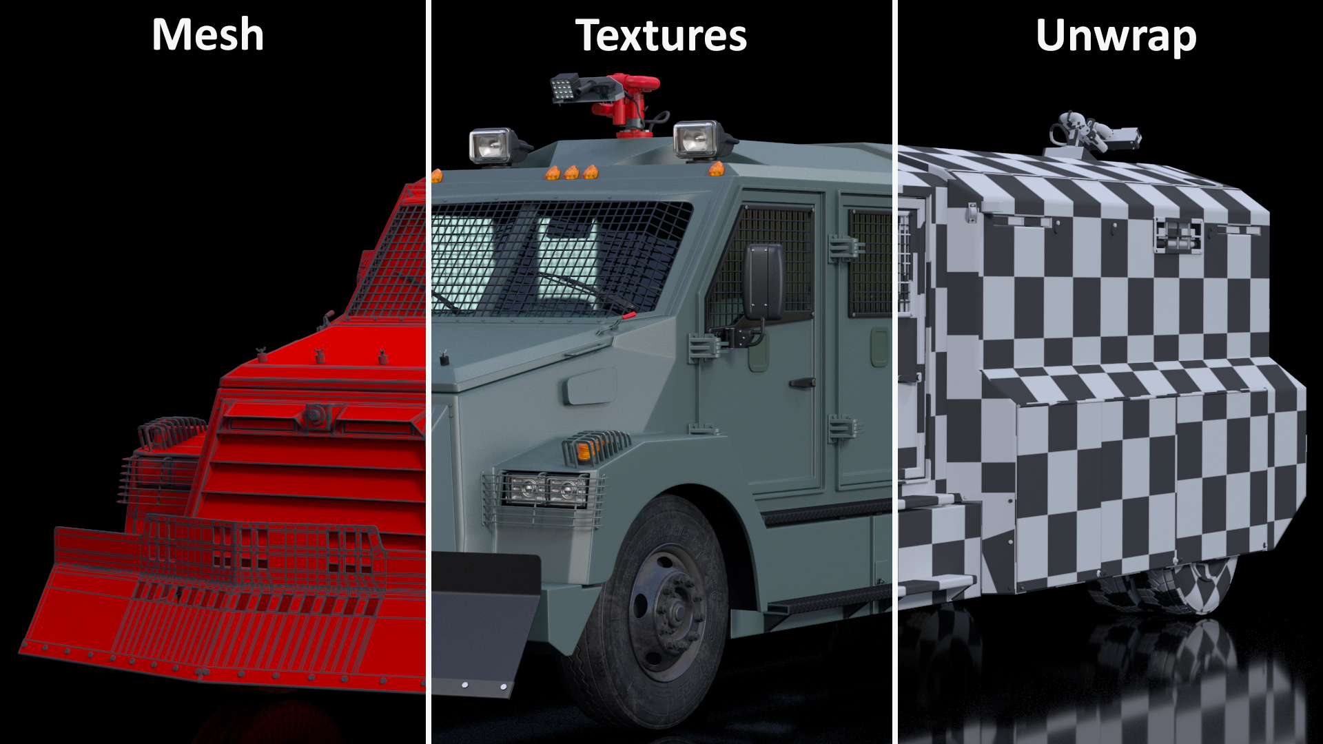 3D Riot Control Vehicle Green