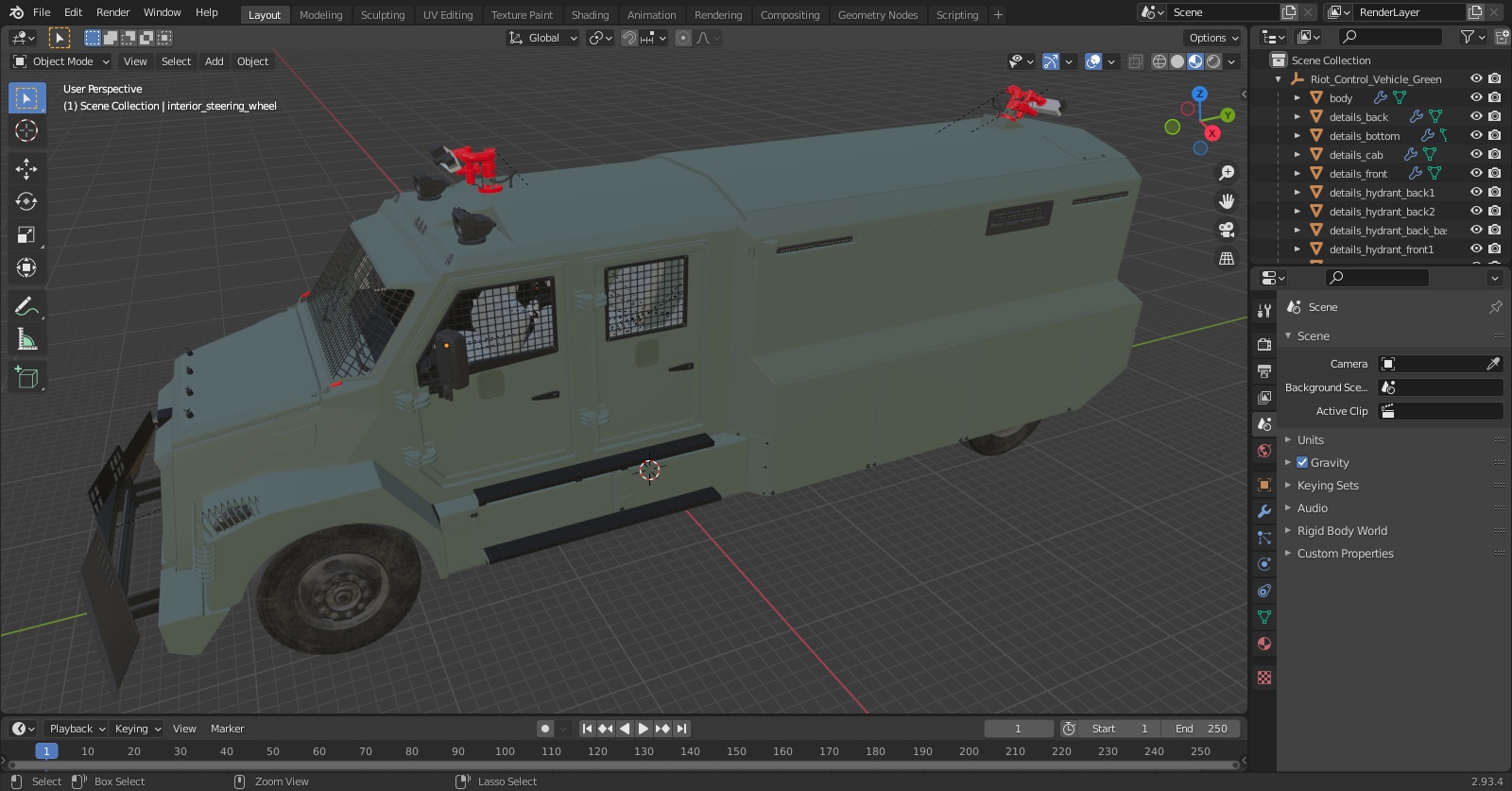 3D Riot Control Vehicle Green