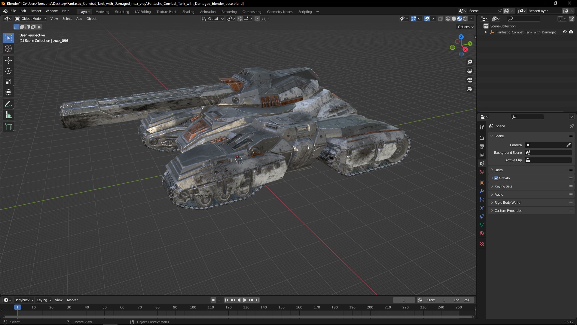 Fantastic Combat Tank with Damaged 3D model